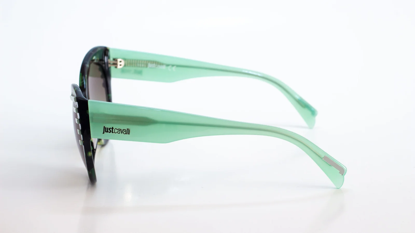 Anteojos De Sol Just Cavalli Jc 789s Col. 55p Ojo De Gato Gris Degrade Verde Lima/negro Verde Claro