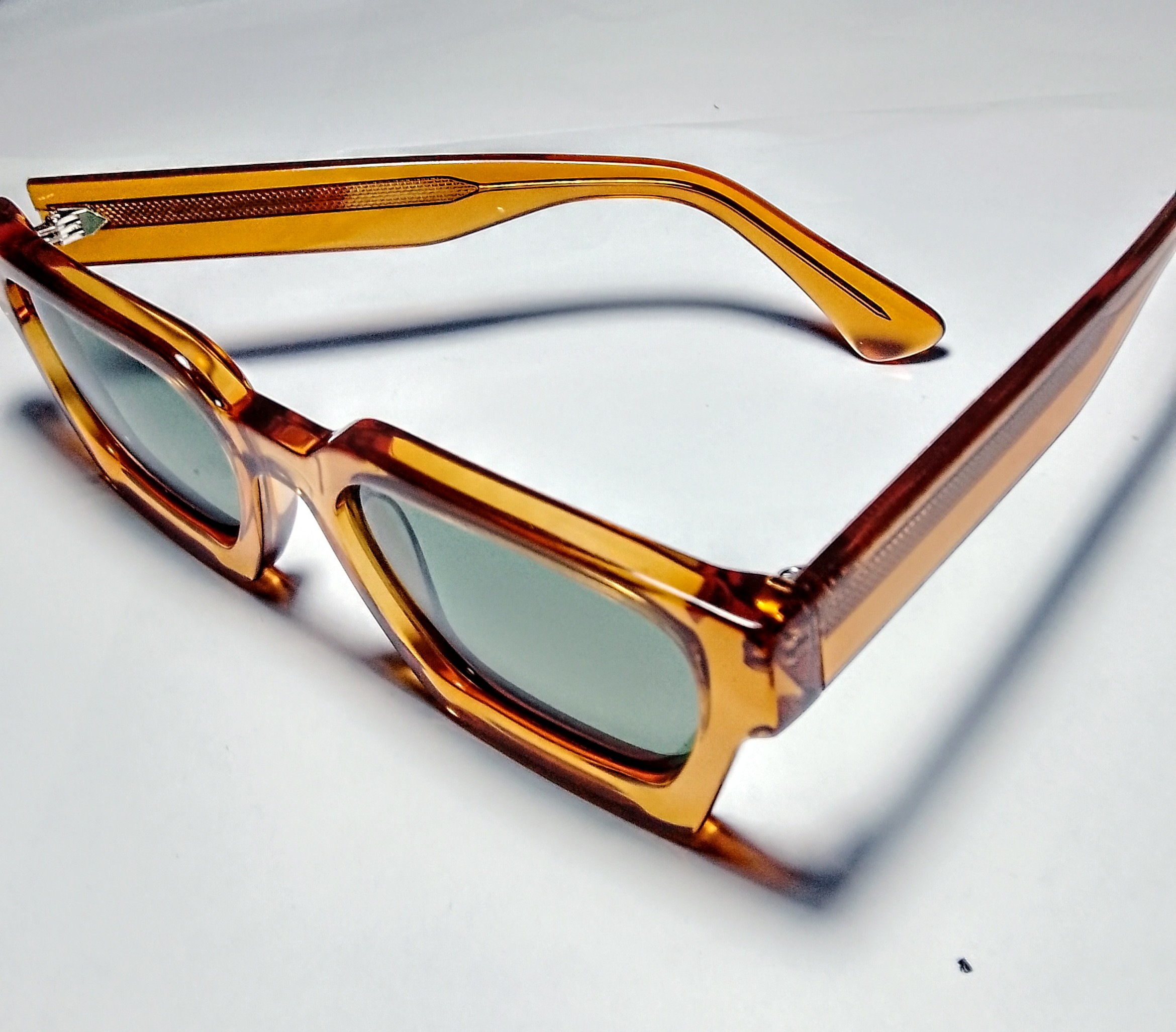 Anteojos De Sol Hbk De Acetato Yellow 54 Mm Polarizado Cuadrada Verde Oscuro Amarillo