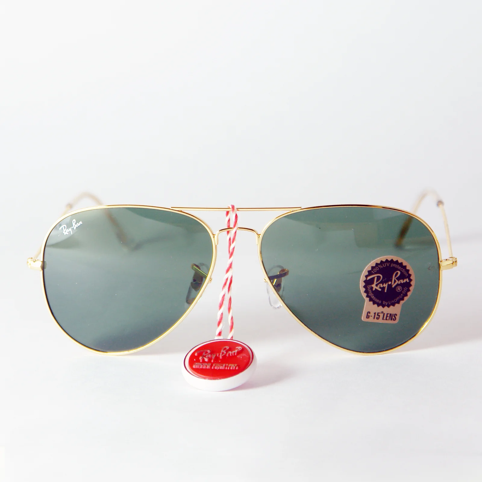 Ray-ban 3026 Gold/green 62 Mm Cliper Verde/ Dorado 