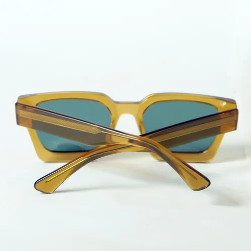 Anteojos De Sol Hbk De Acetato Yellow 54 Mm Polarizado Cuadrada Verde Oscuro Amarillo