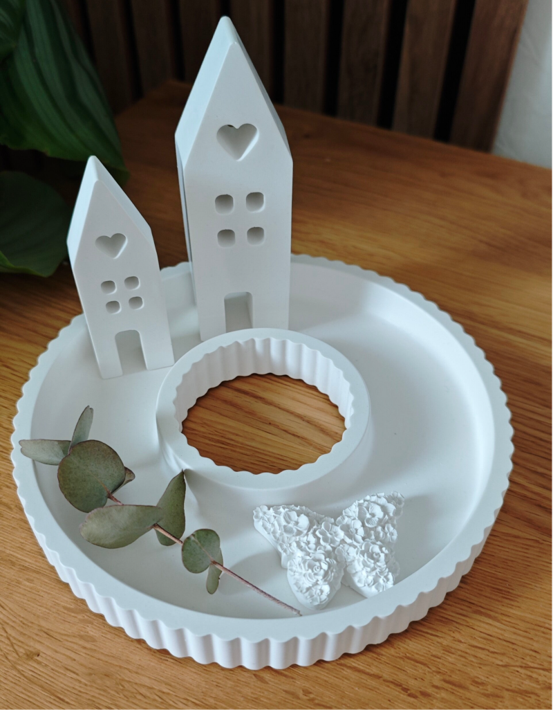 Tablett rund mit oder ohne Deko