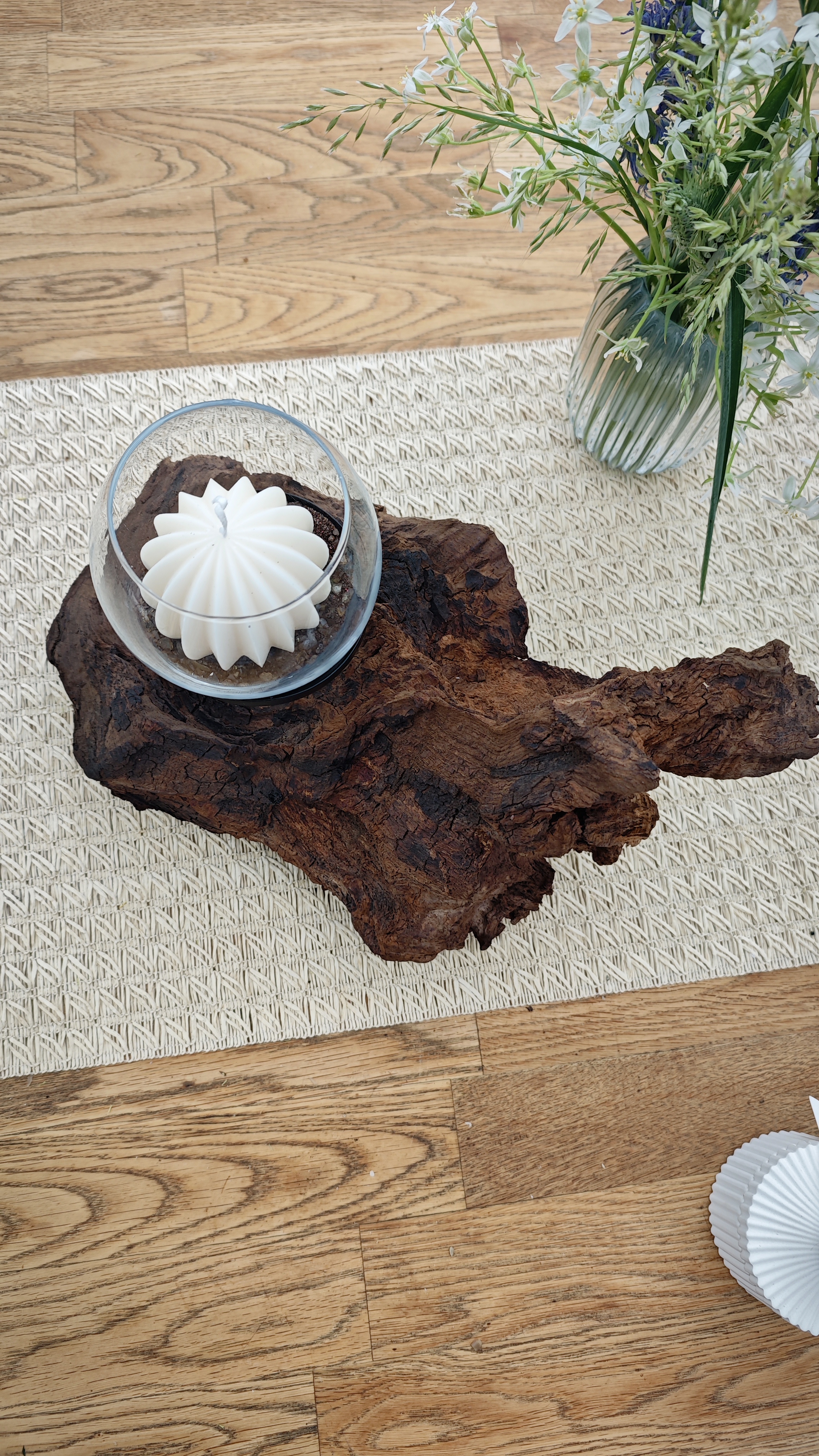 Windlicht aus Wurzelholz 1 Kerzenhalter schwarz