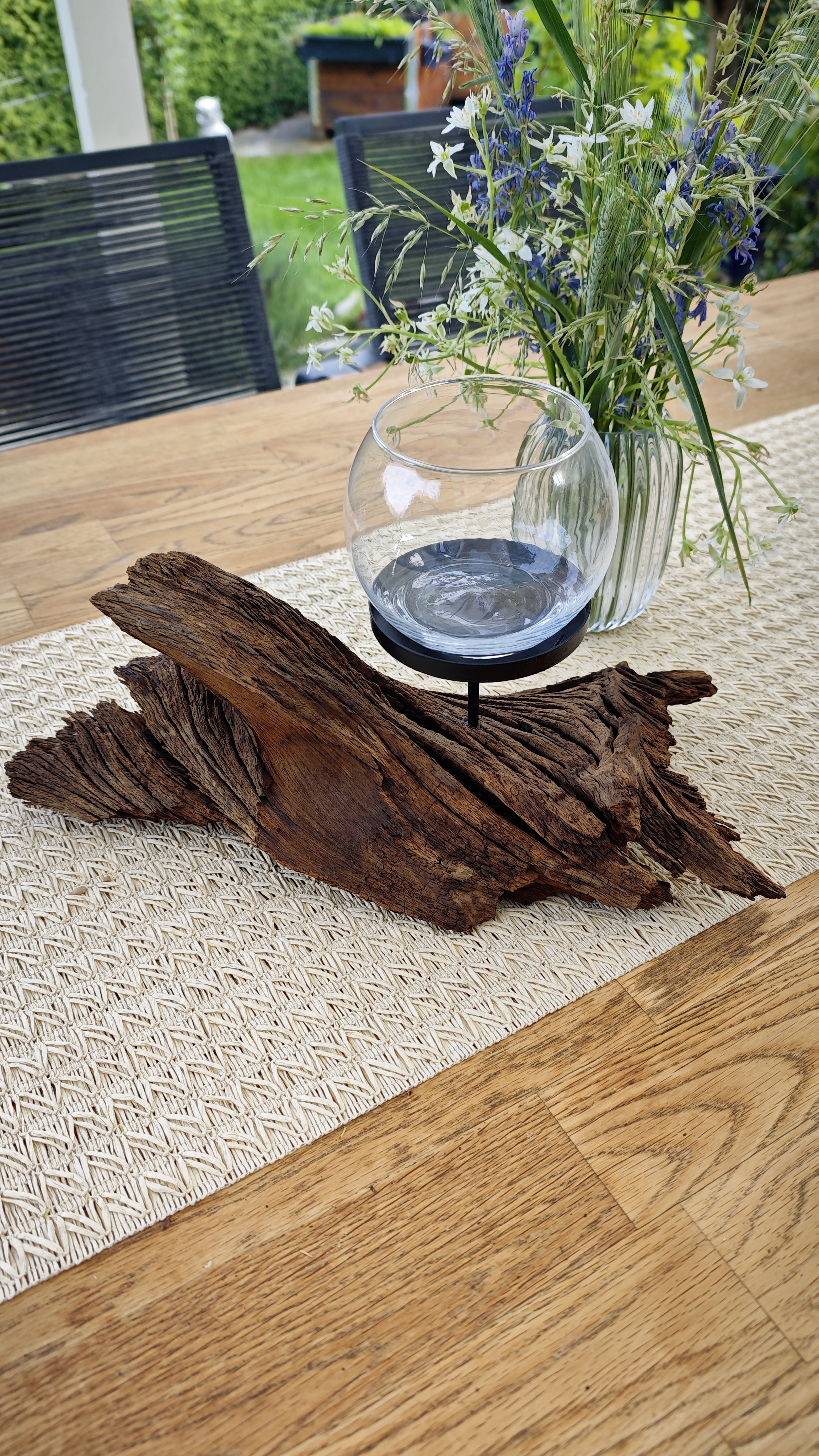 Windlicht aus Wurzelholz 1 Kerzenhalter schwarz