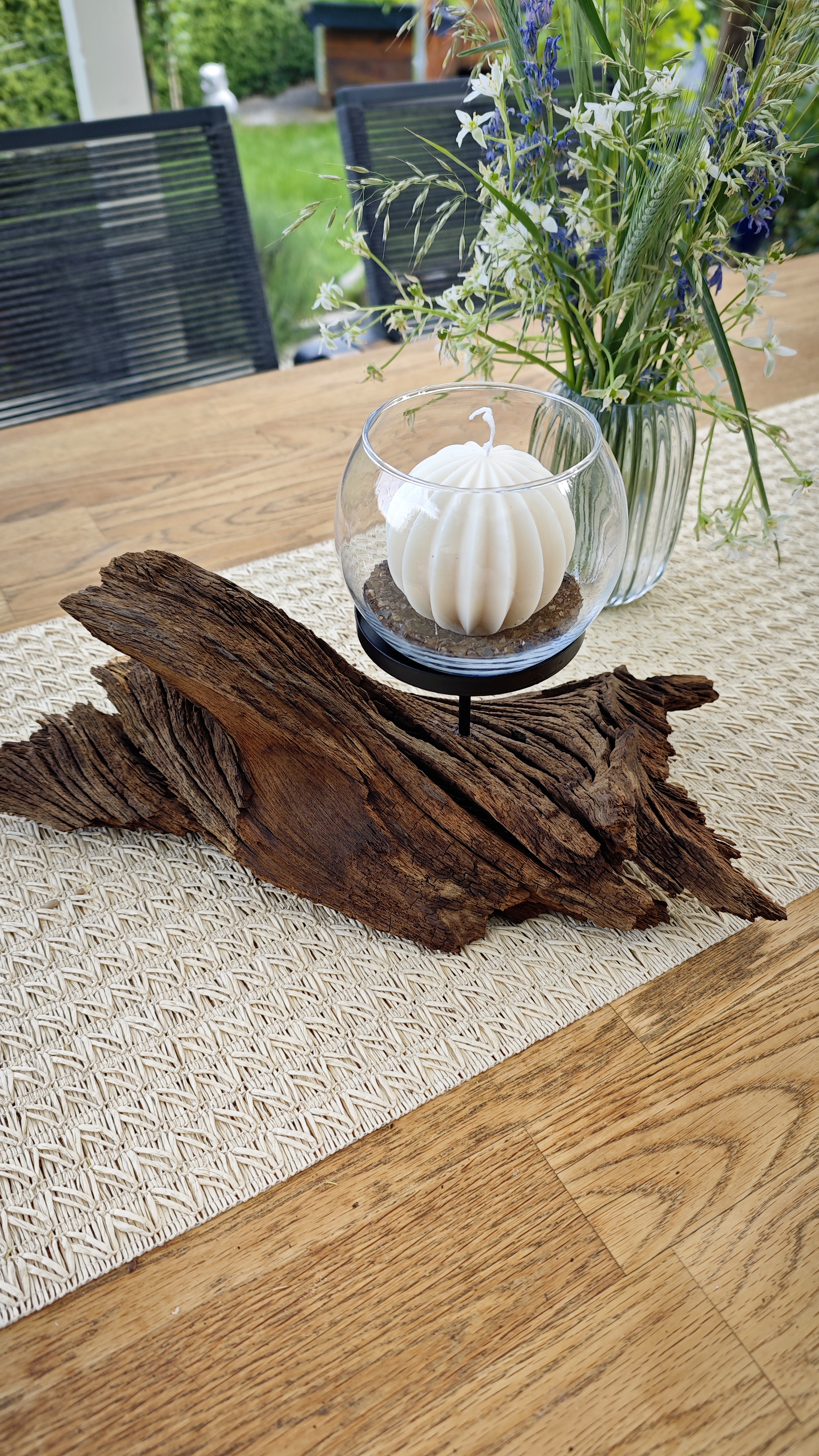 Windlicht aus Wurzelholz 1 Kerzenhalter schwarz