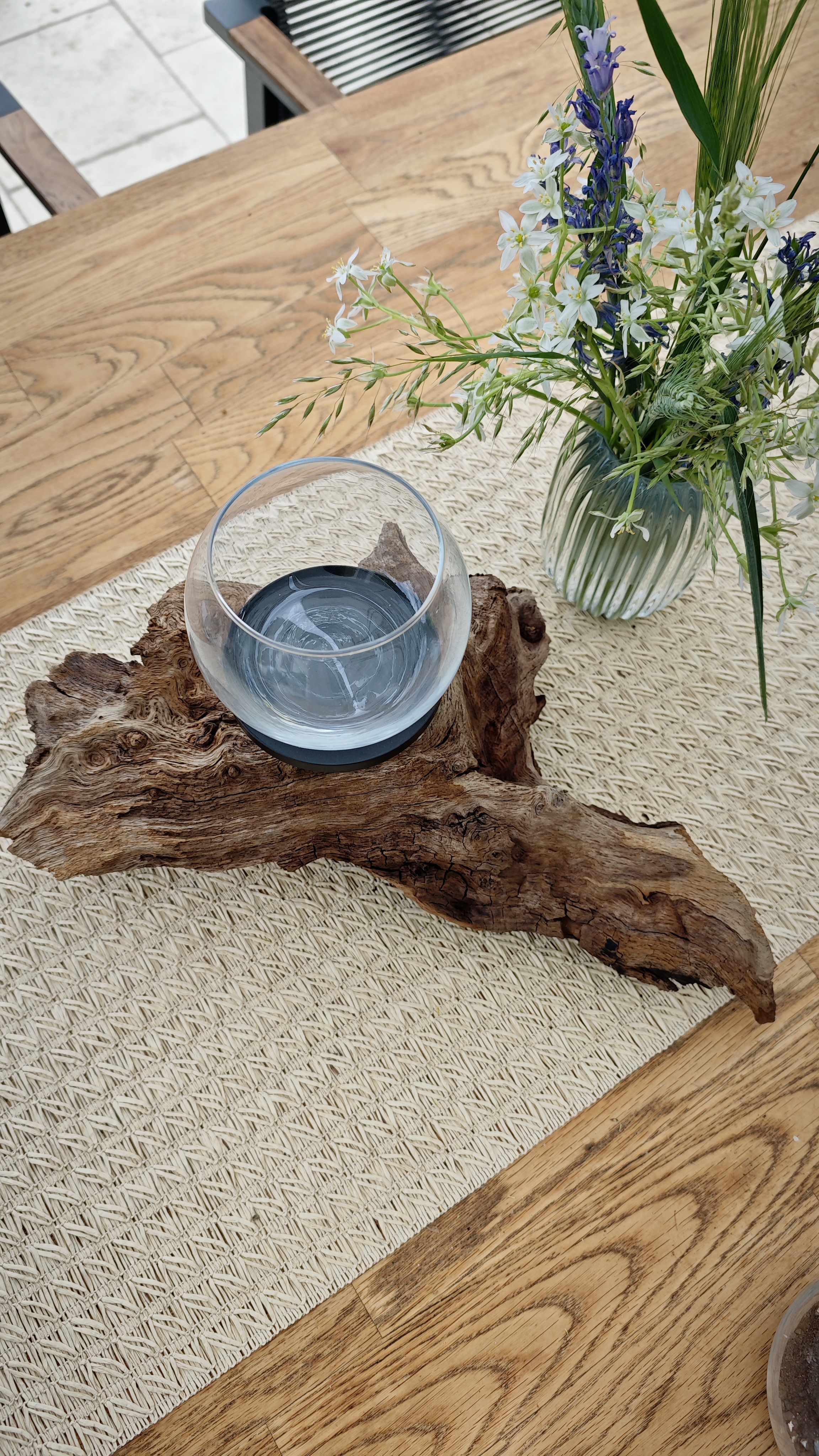 Windlicht aus Wurzelholz 1 Kerzenhalter schwarz