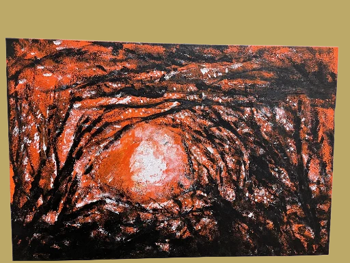 Abstract Orange and Black Painting