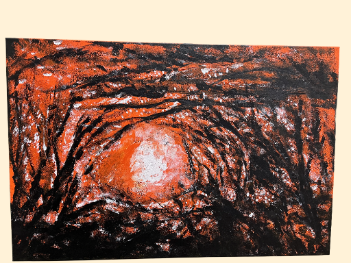 Abstract Orange and Black Painting