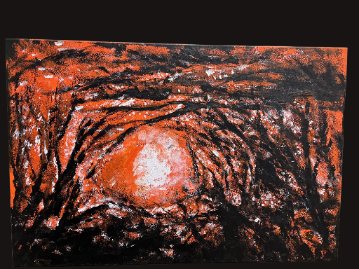Abstract Orange and Black Painting