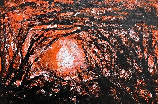 Abstract Orange and Black Painting