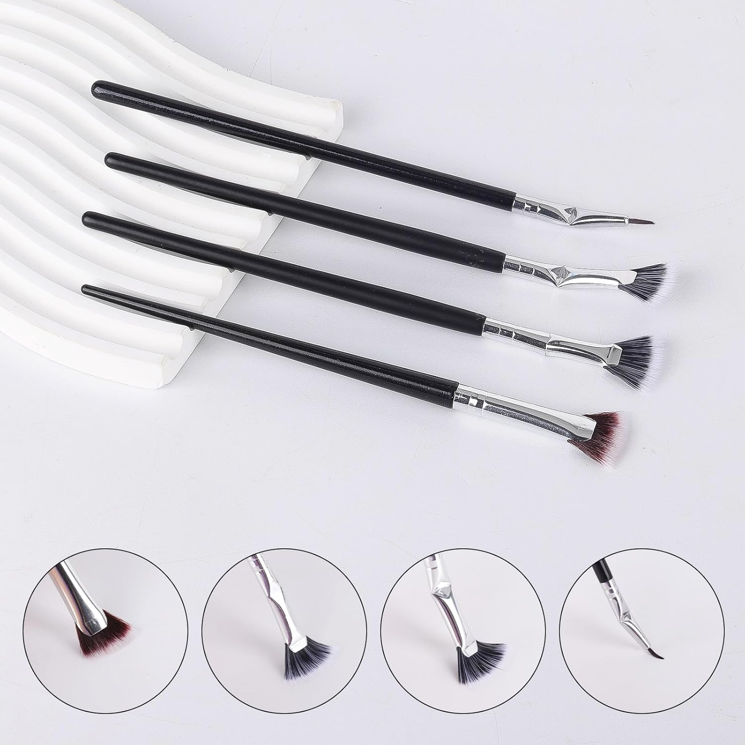 Eyelash Comb Lash Separator Tool Brow Brush & Lash Spoolie, Angled Liner Brush for Eye/Lash Brush, Professional Eye Makeup Tools (6 Pieces Set)