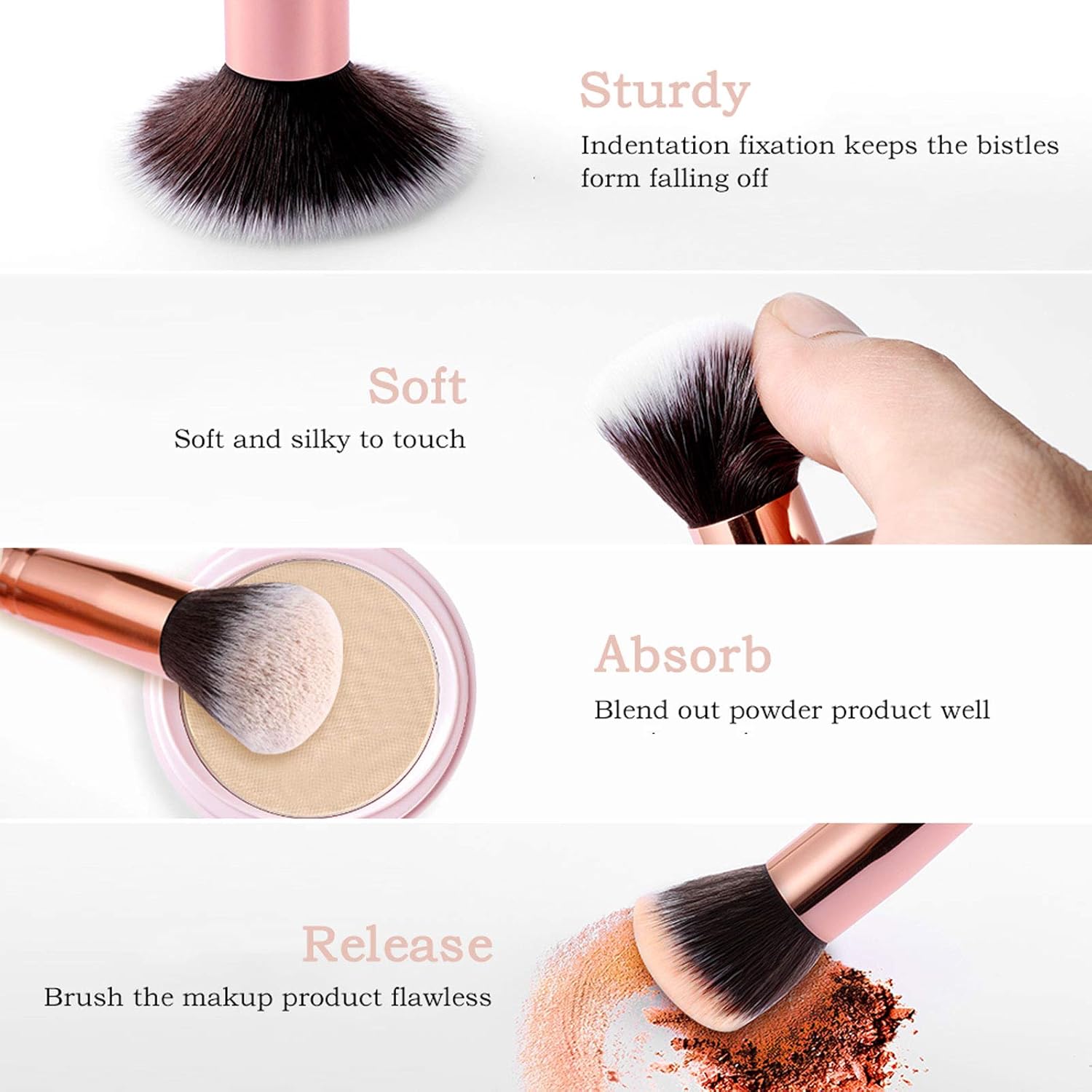 Makeup Brushes DUAIU 15PCs Marble Makeup Brush Set Premium Synthetic Kabuki Powder Blush Contour Foundation Concealer Eyeshadow Brushes with Makeup Sponge Make up Tool A Grey