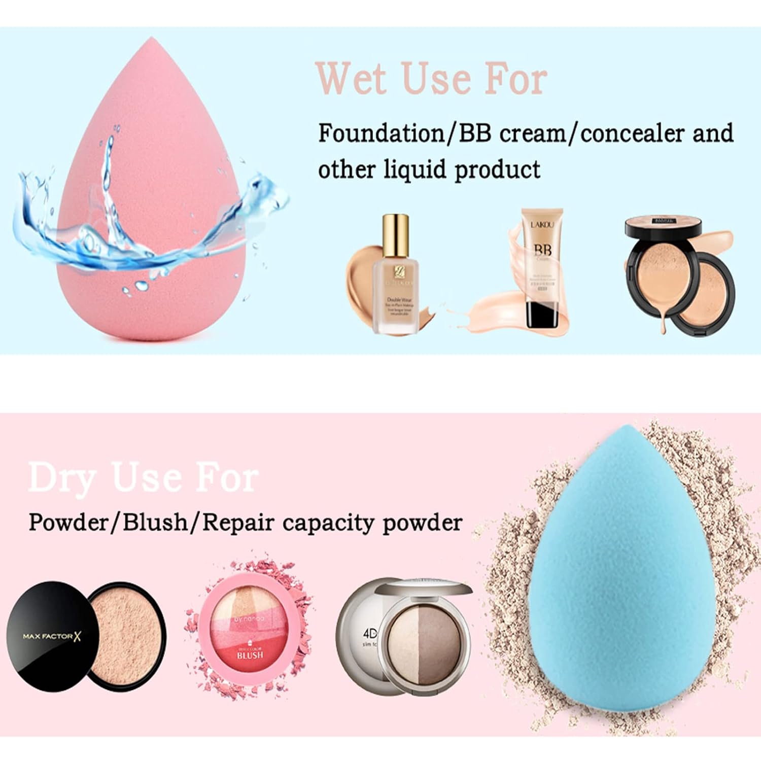 Makeup Brushes DUAIU 15PCs Marble Makeup Brush Set Premium Synthetic Kabuki Powder Blush Contour Foundation Concealer Eyeshadow Brushes with Makeup Sponge Make up Tool A Grey
