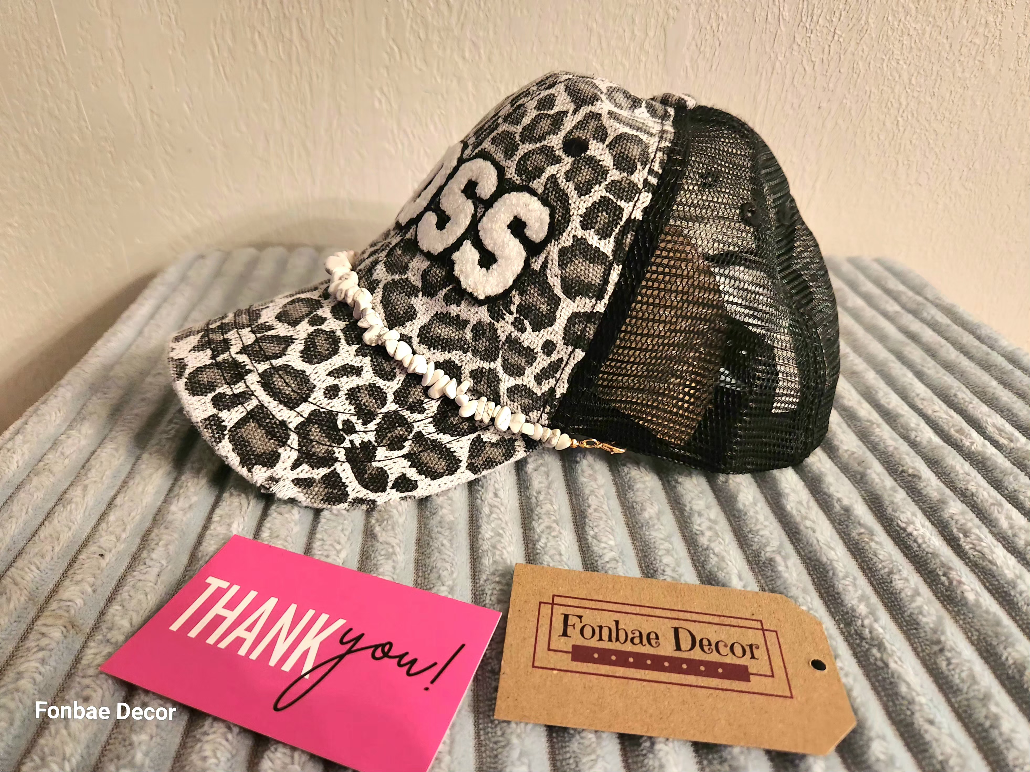 Leopard Animal Print Trucker Cap with Boss Logo