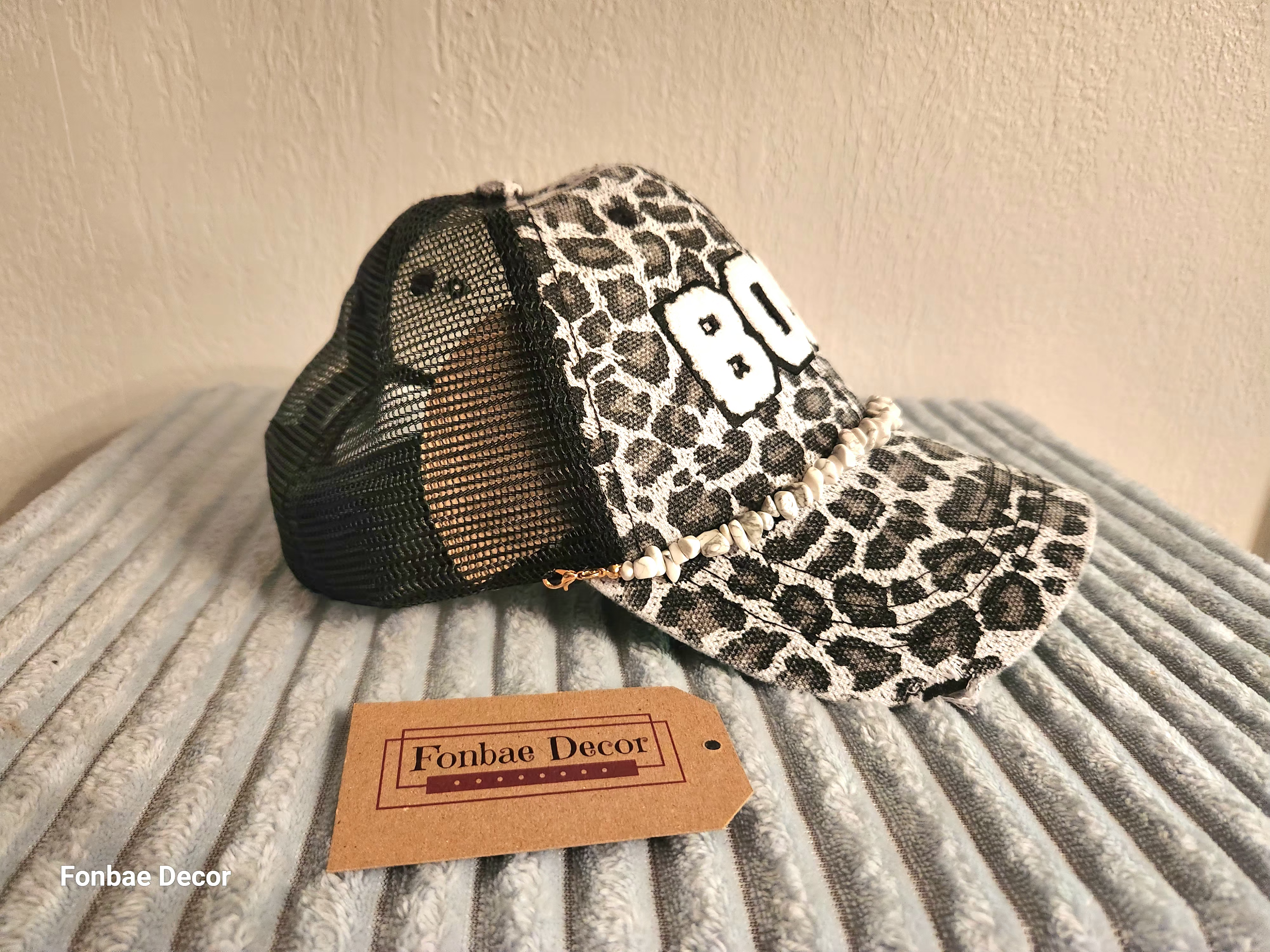 Leopard Animal Print Trucker Cap with Boss Logo