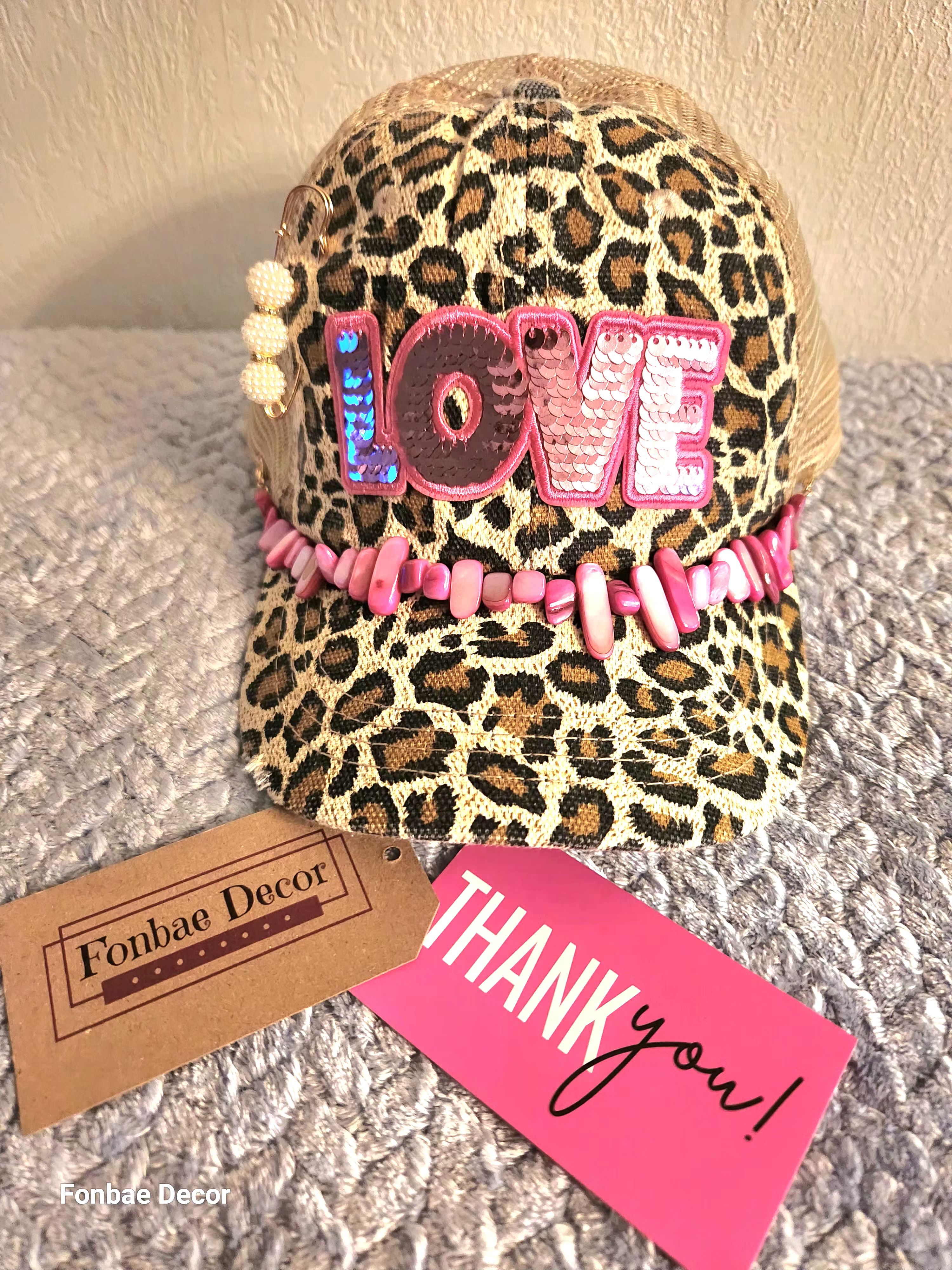 Leopard Print 'Love' Trucker Cap