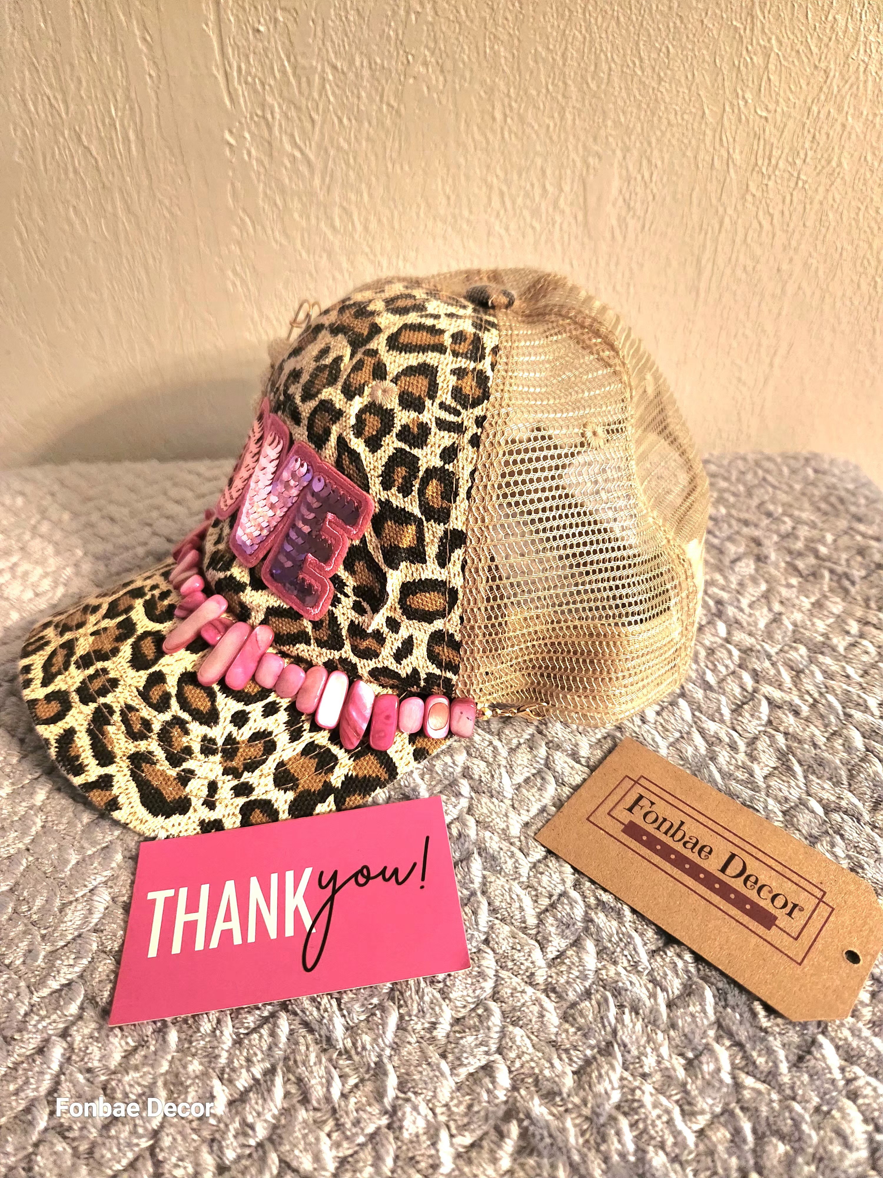 Leopard Print 'Love' Trucker Cap