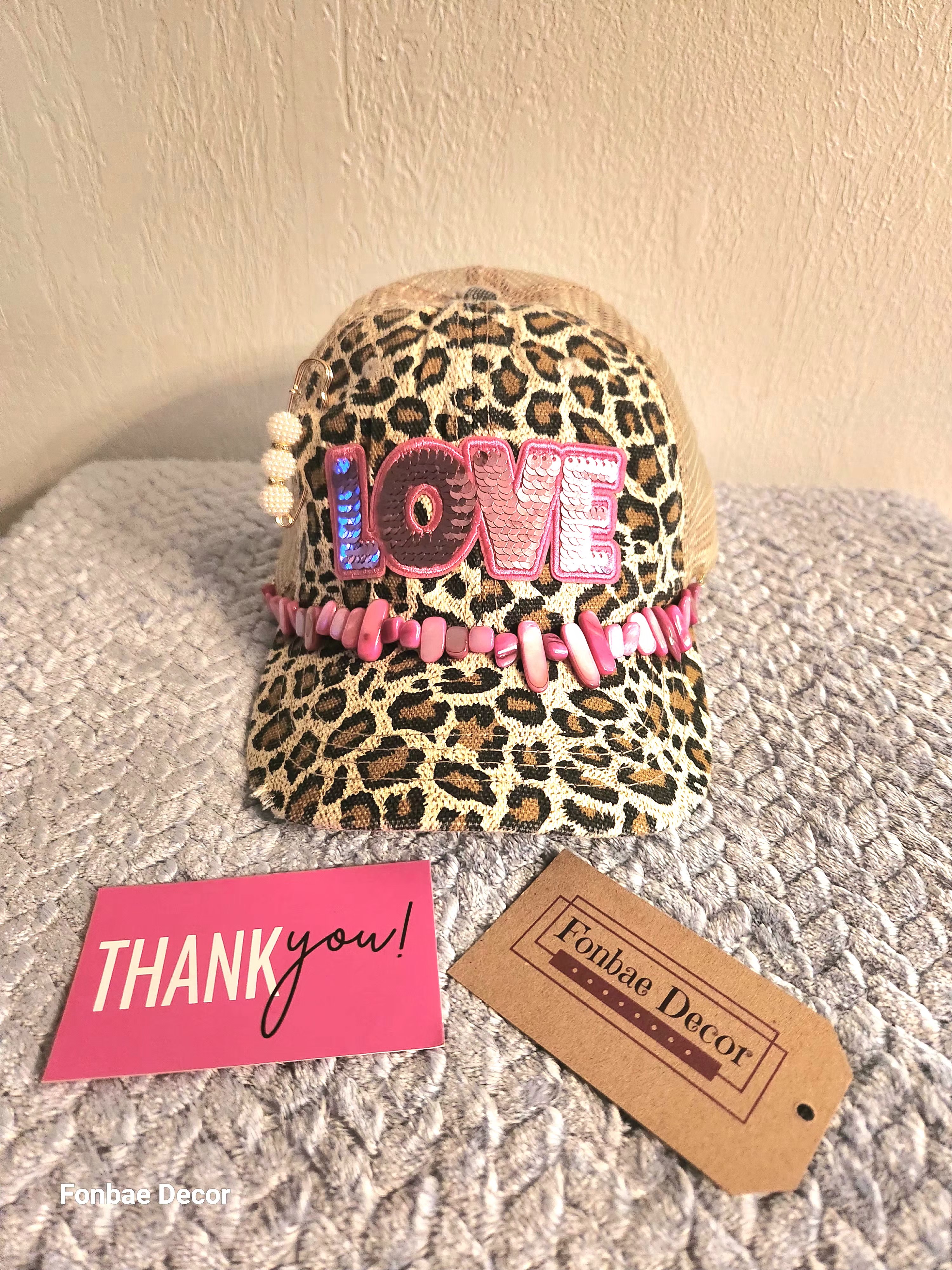Leopard Print 'Love' Trucker Cap