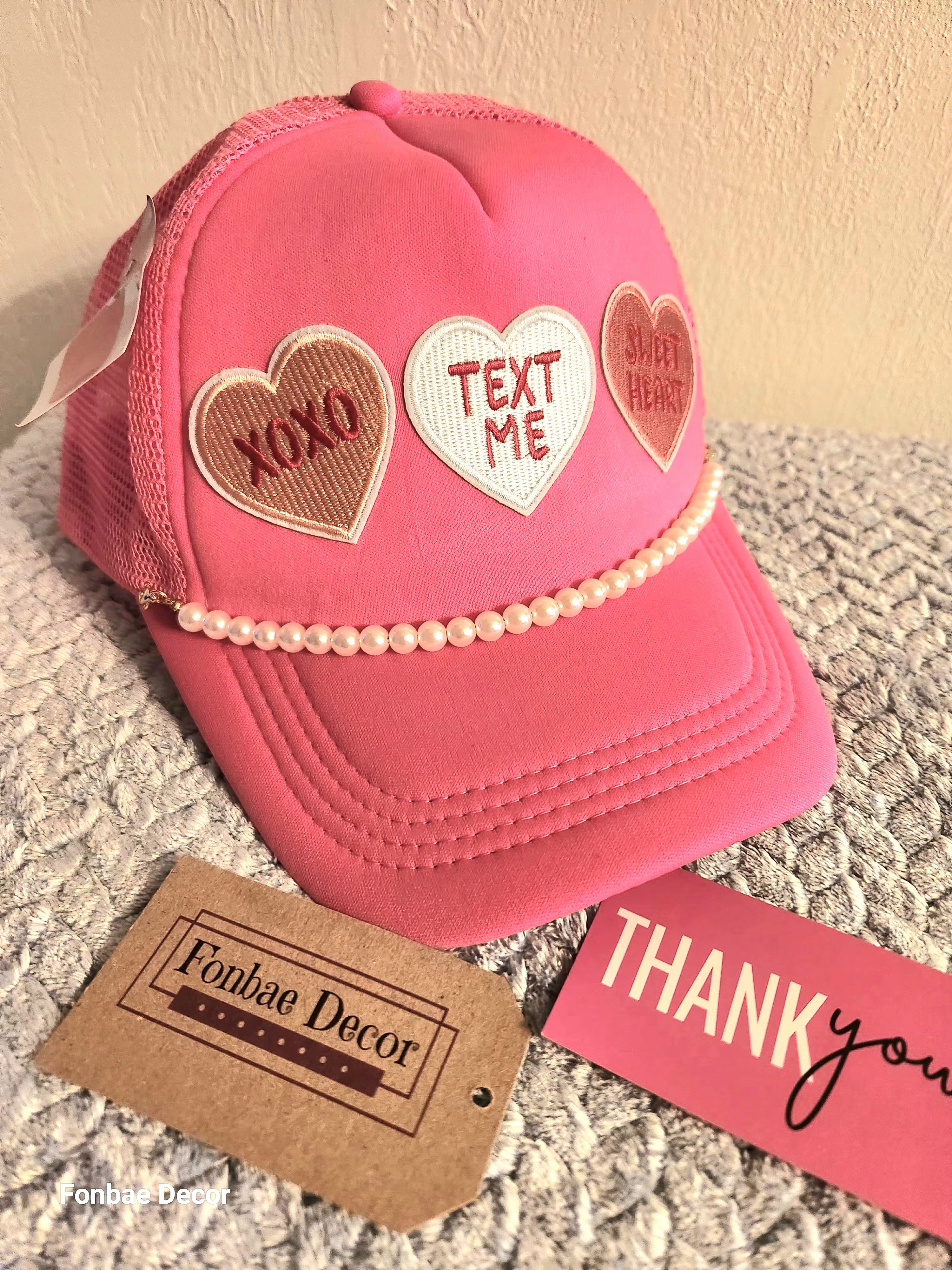 Pink Valentine Love-Themed Trucker Cap