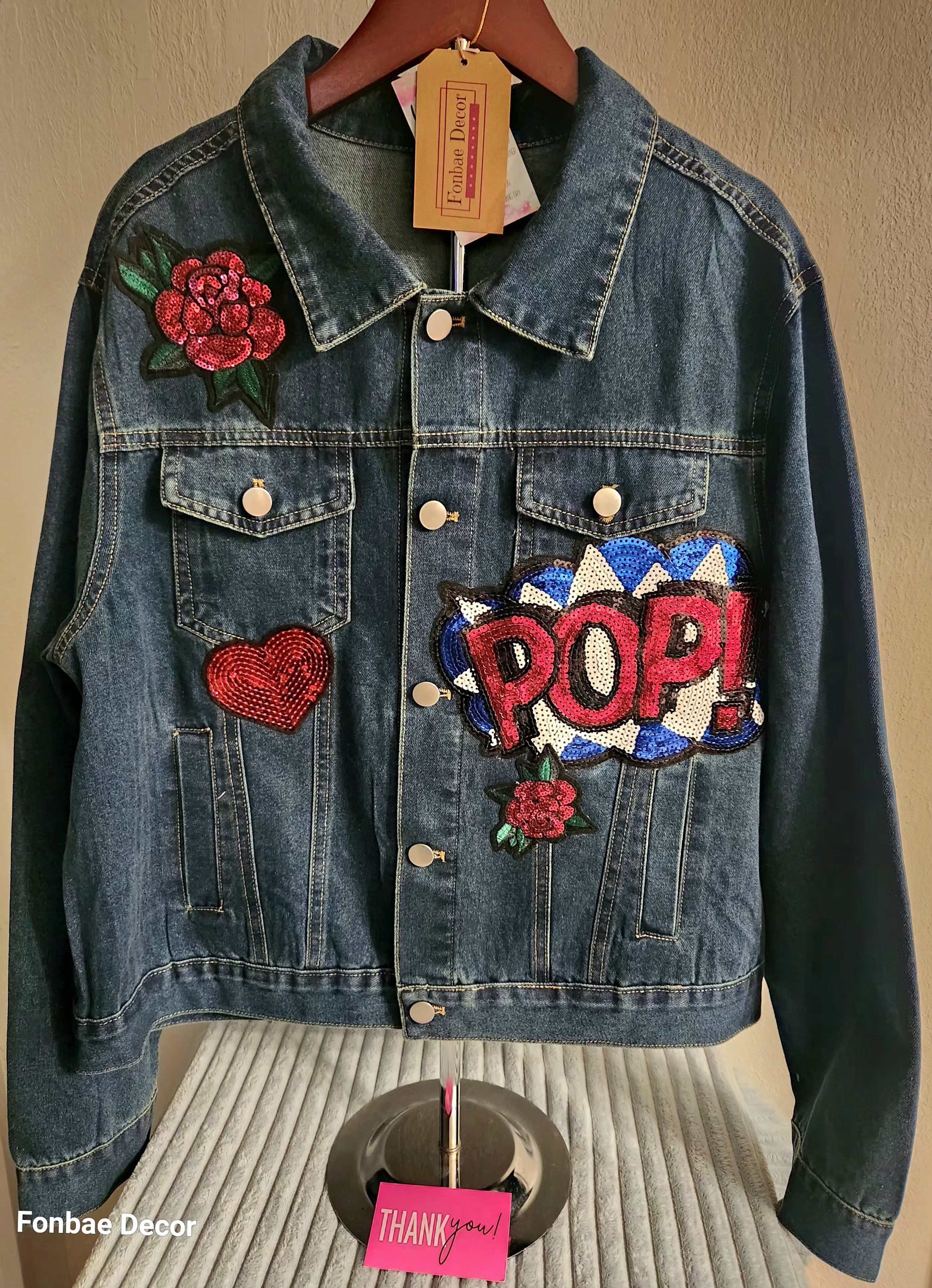  Chic Embroidery Patch Denim Jacket