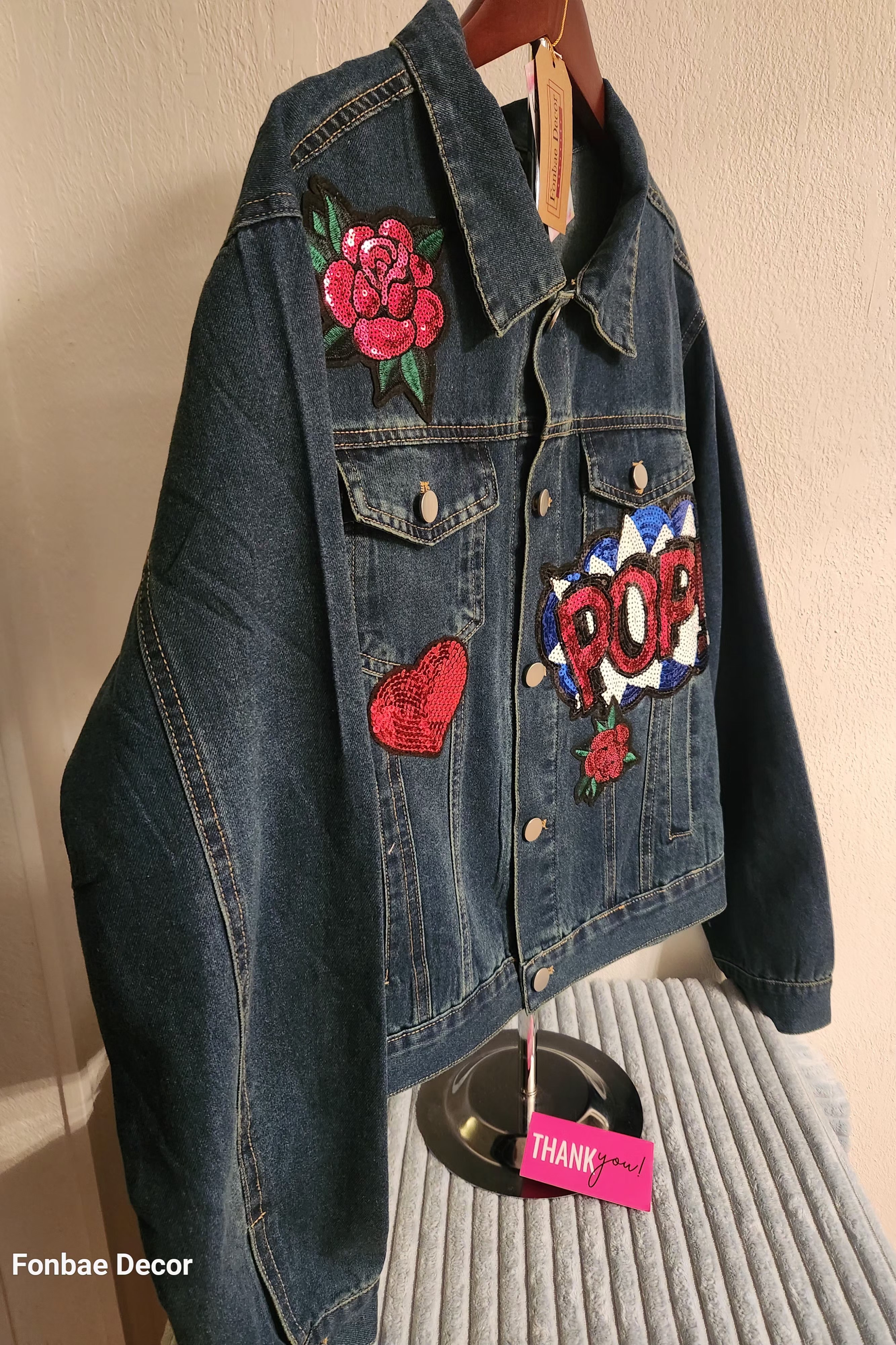  Chic Embroidery Patch Denim Jacket