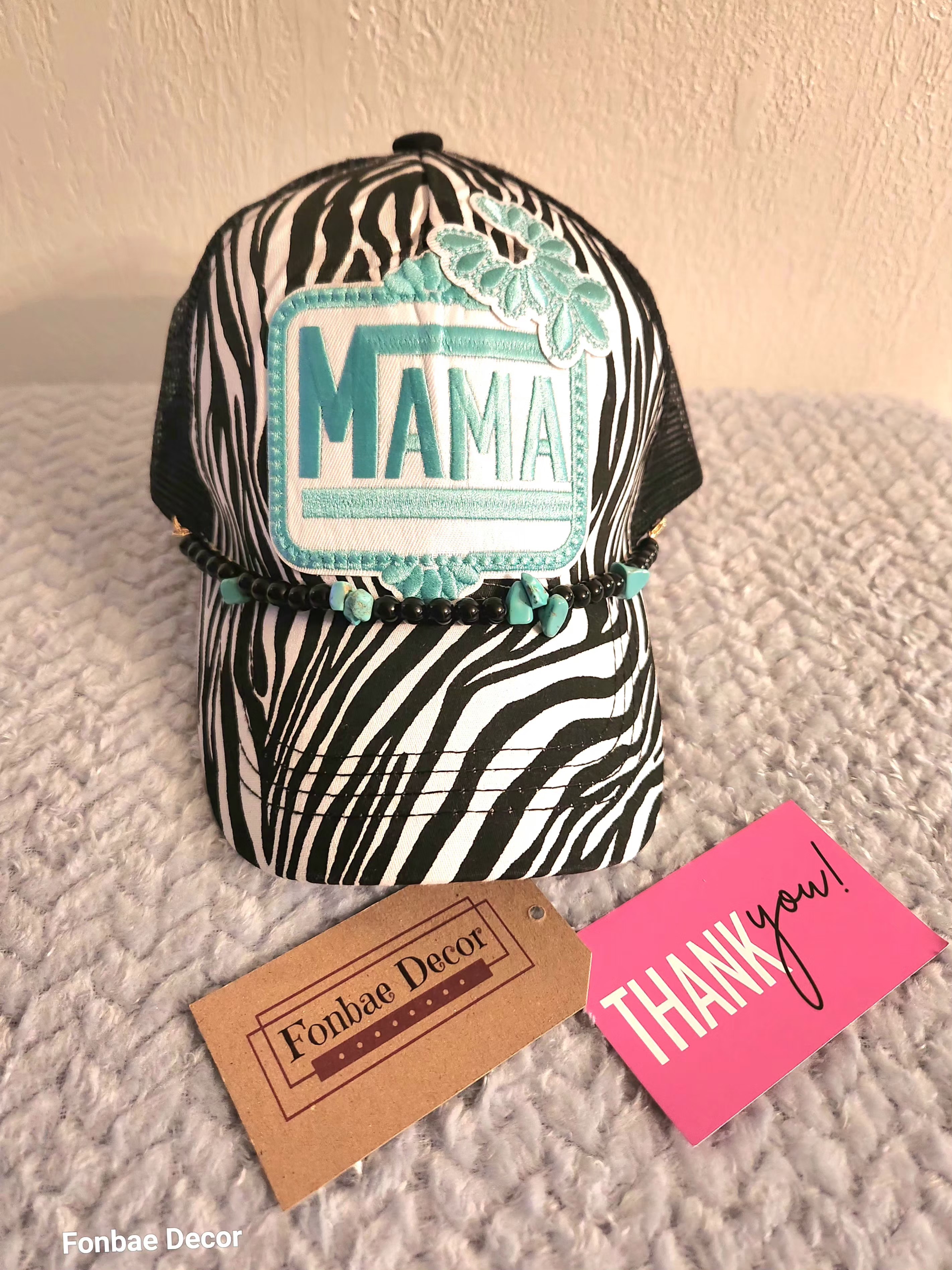 Mama Zebra Print Trucker Cap