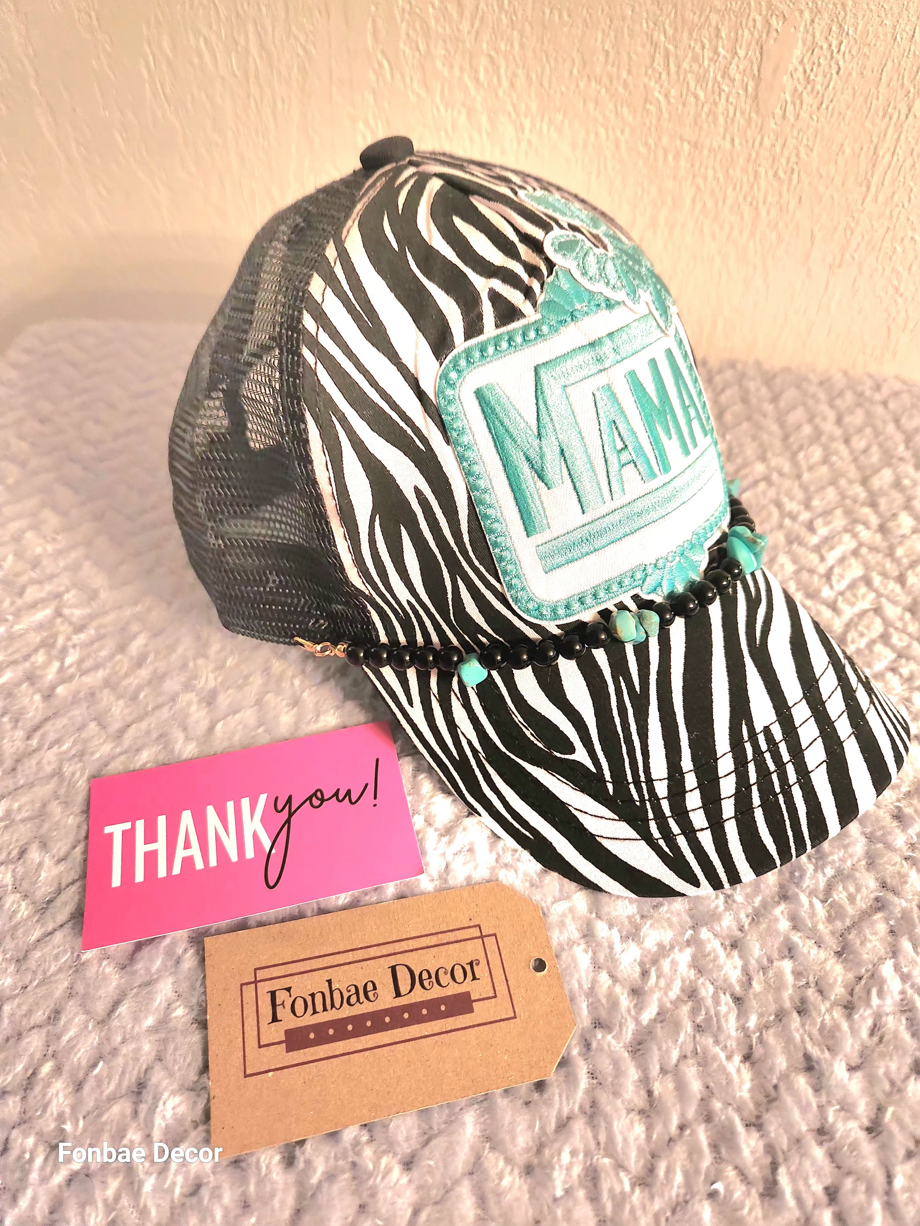 Mama Zebra Print Trucker Cap