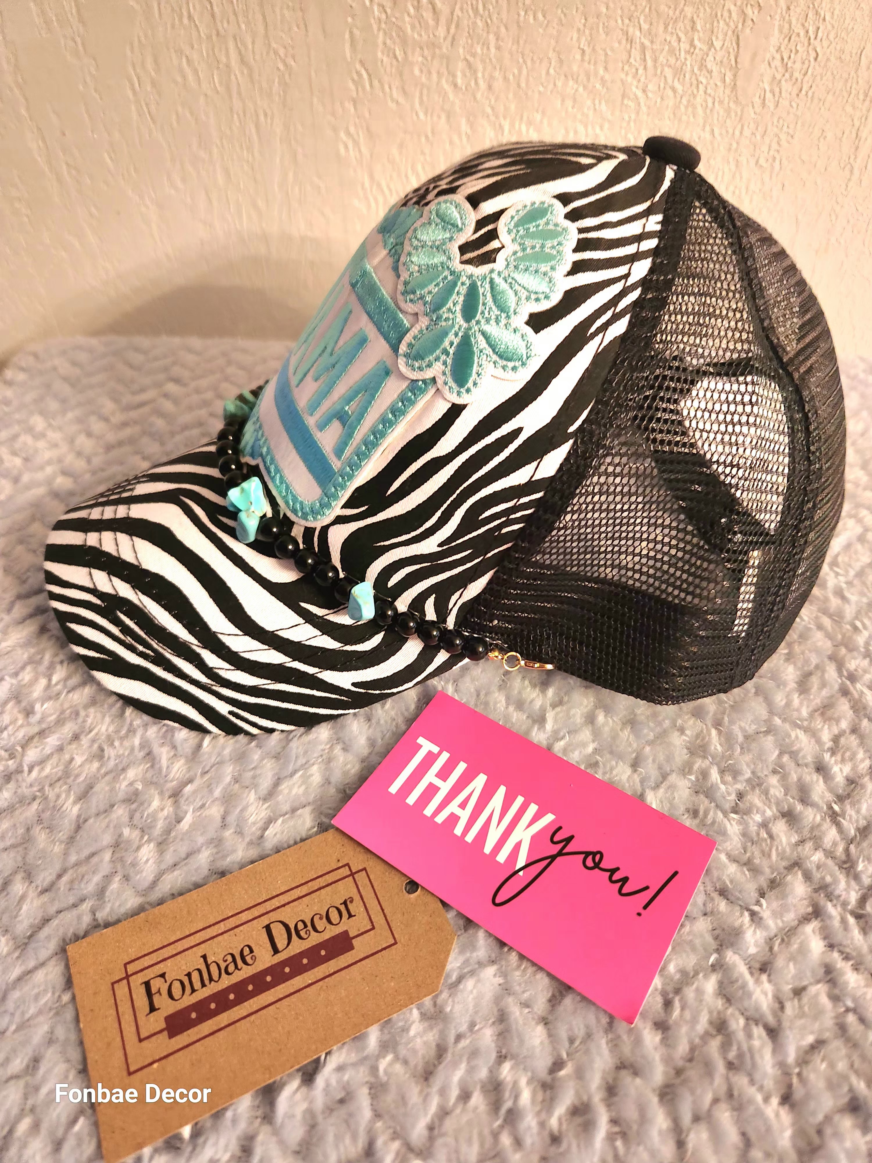 Mama Zebra Print Trucker Cap