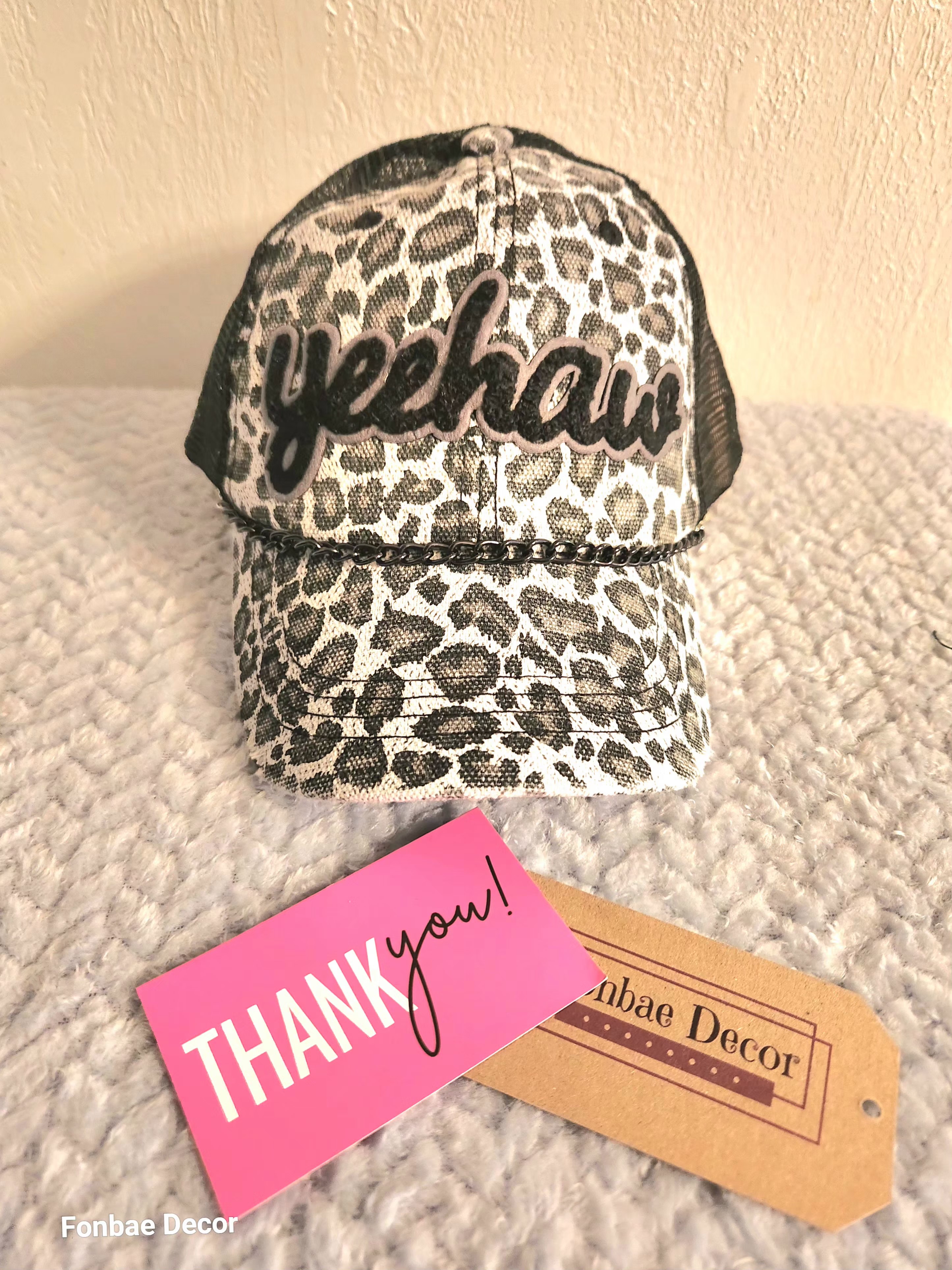 Leopard Print Yeehaw Trucker Cap