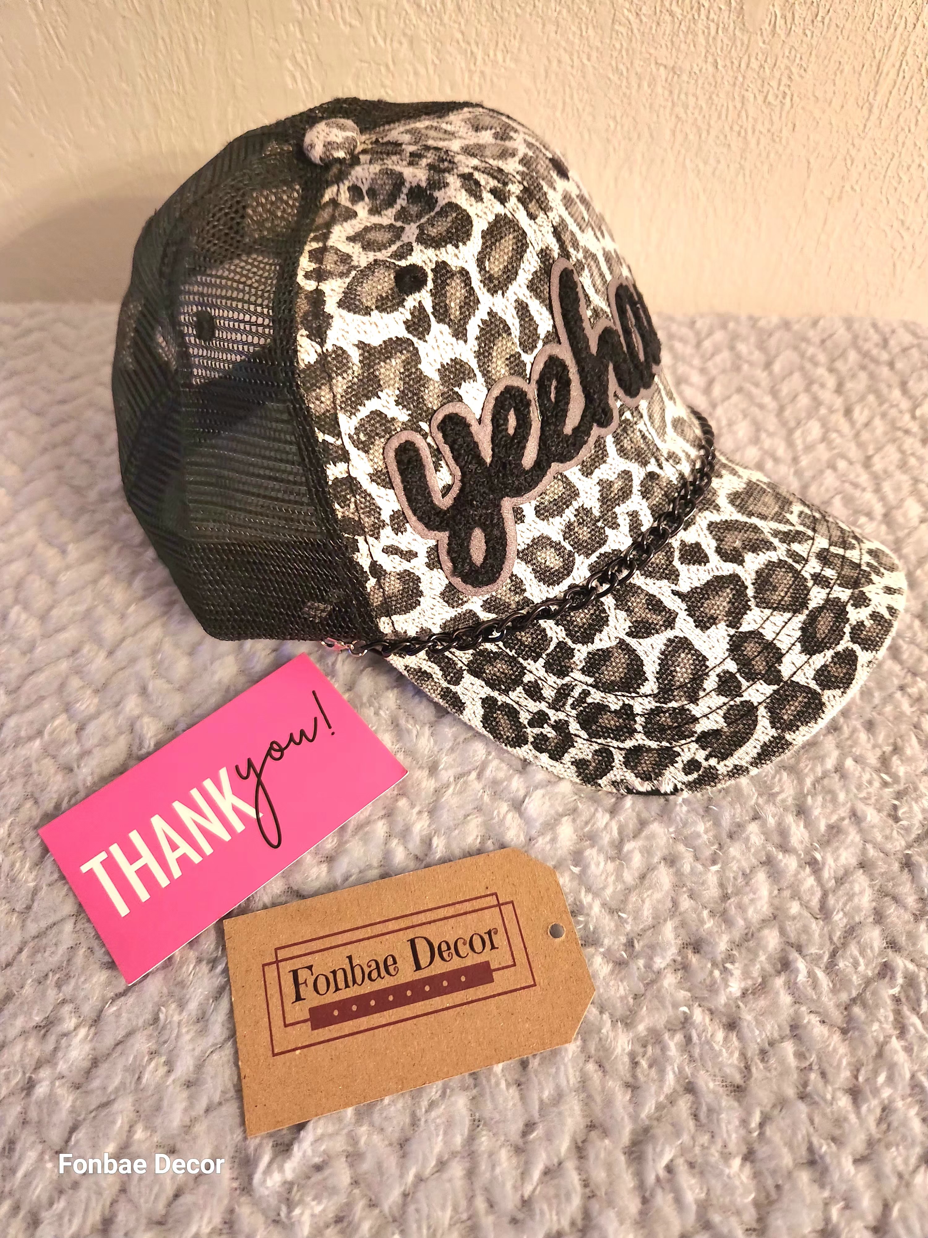  Leopard Print Yeehaw Trucker Cap