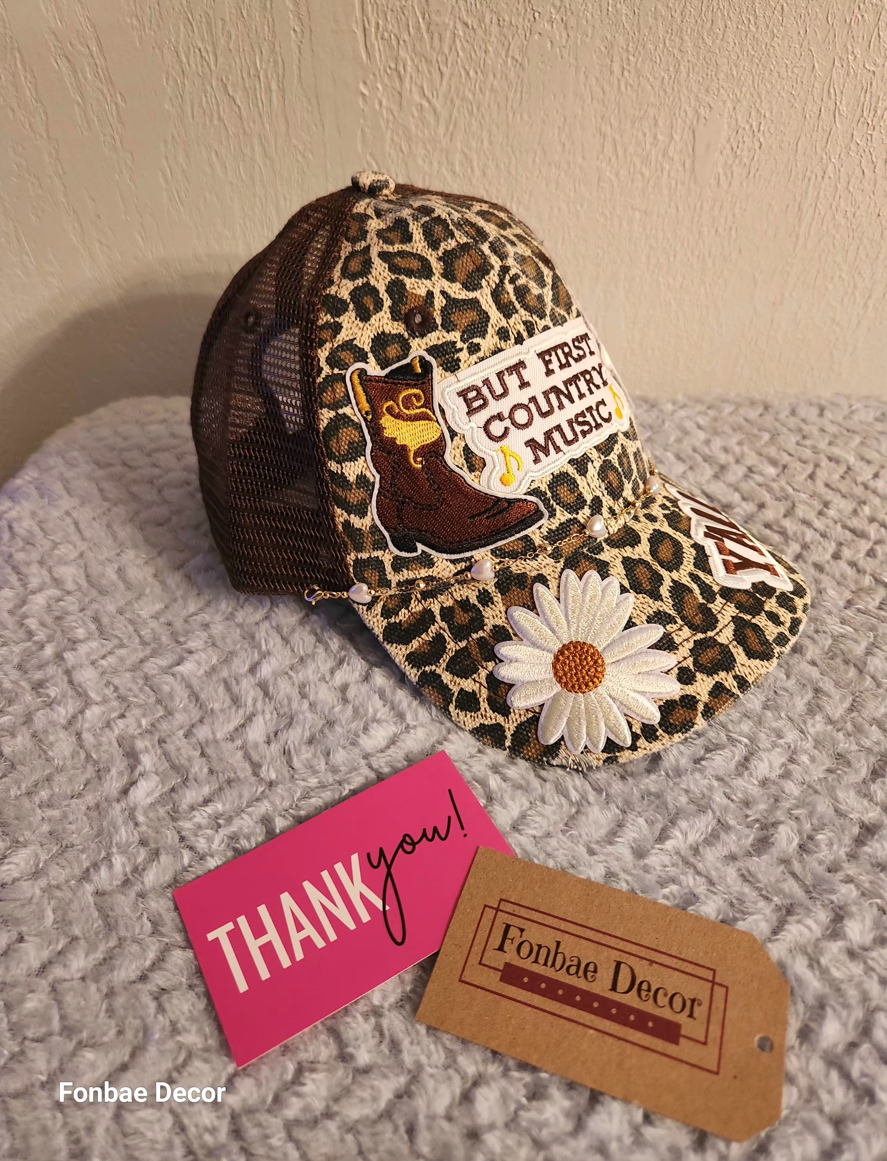 Leopard Print Country Music Trucker Cap