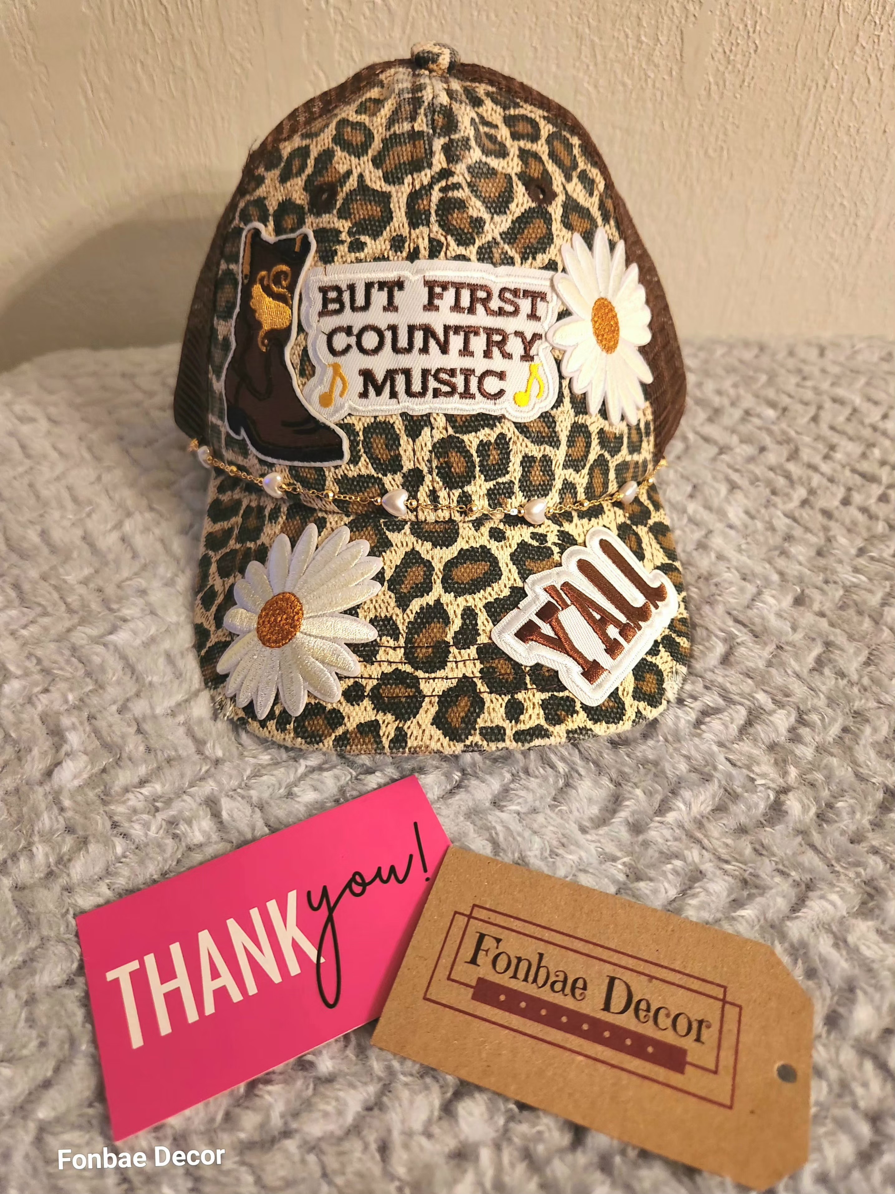 Leopard Print Country Music Trucker Cap