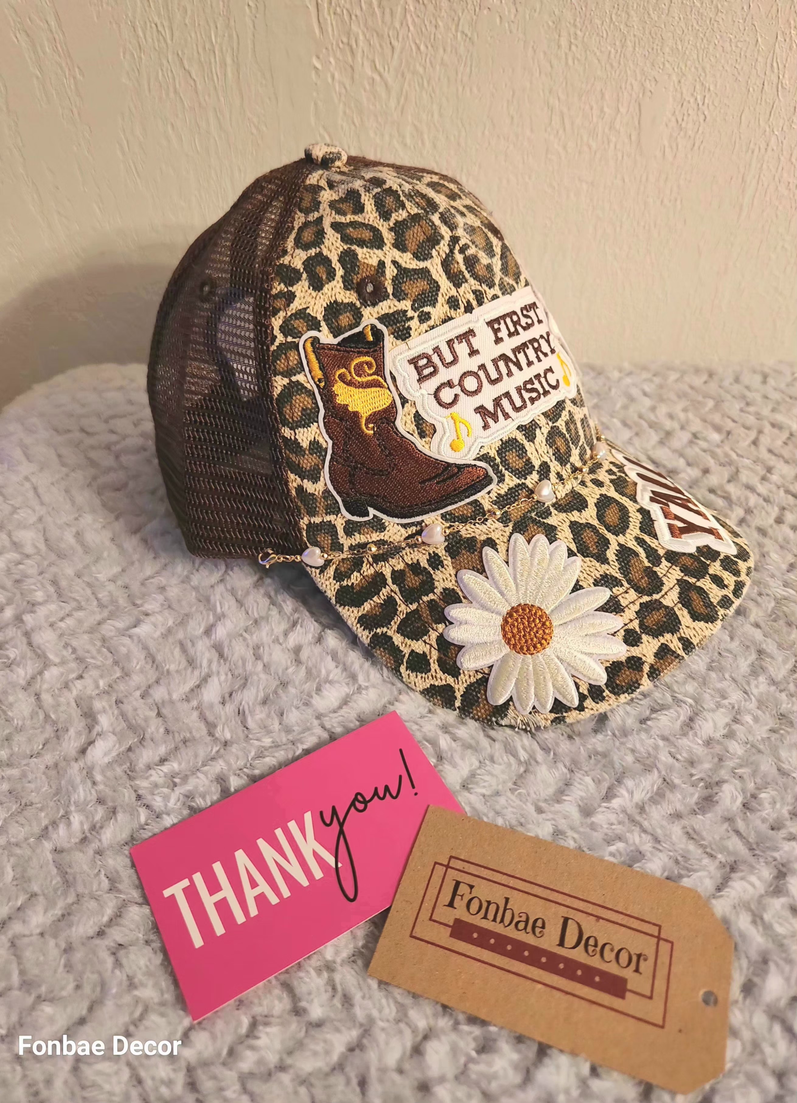 Leopard Print Country Music Trucker Cap