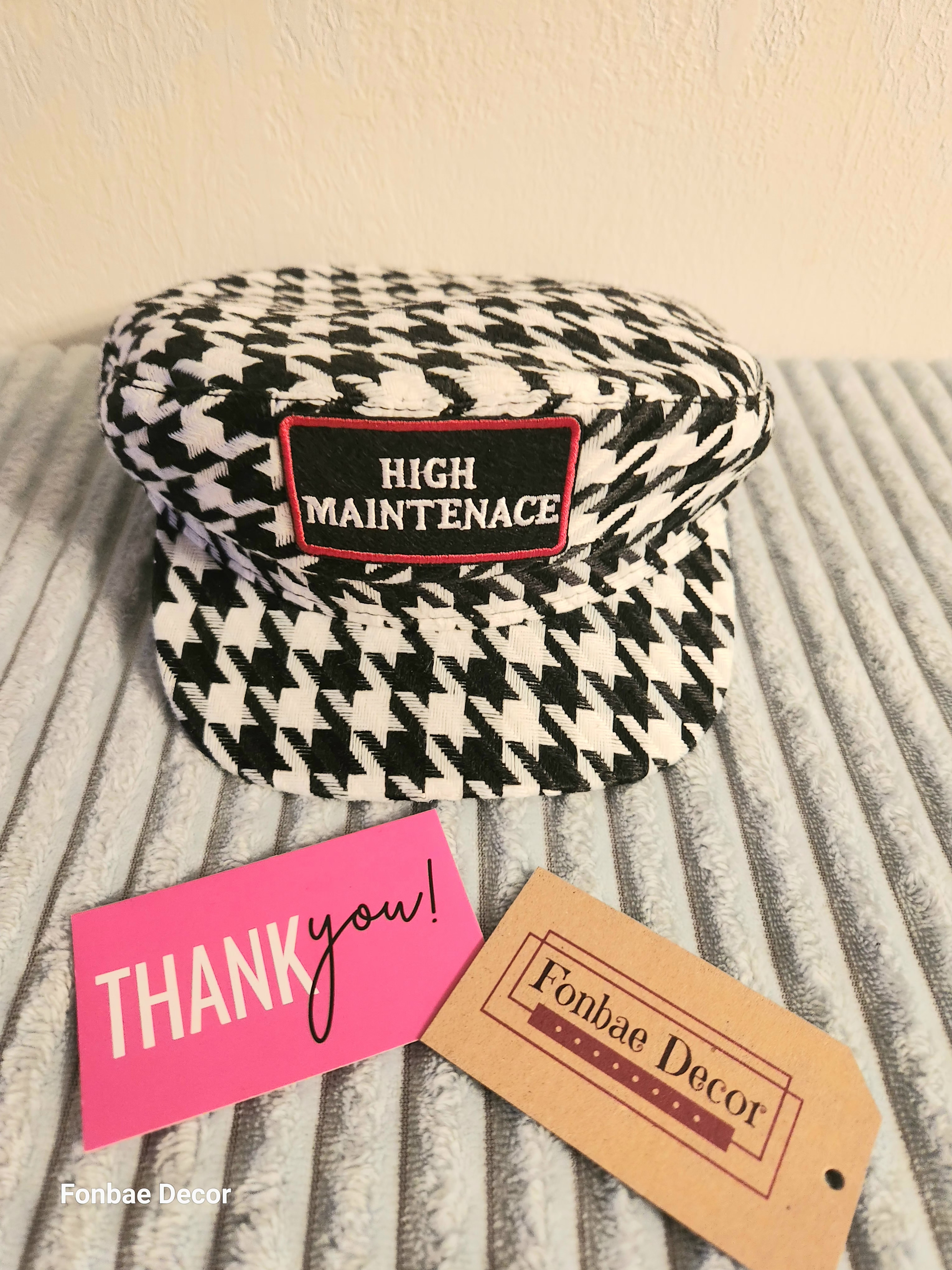 High Maintenance Houndstooth Baker Boy Cap