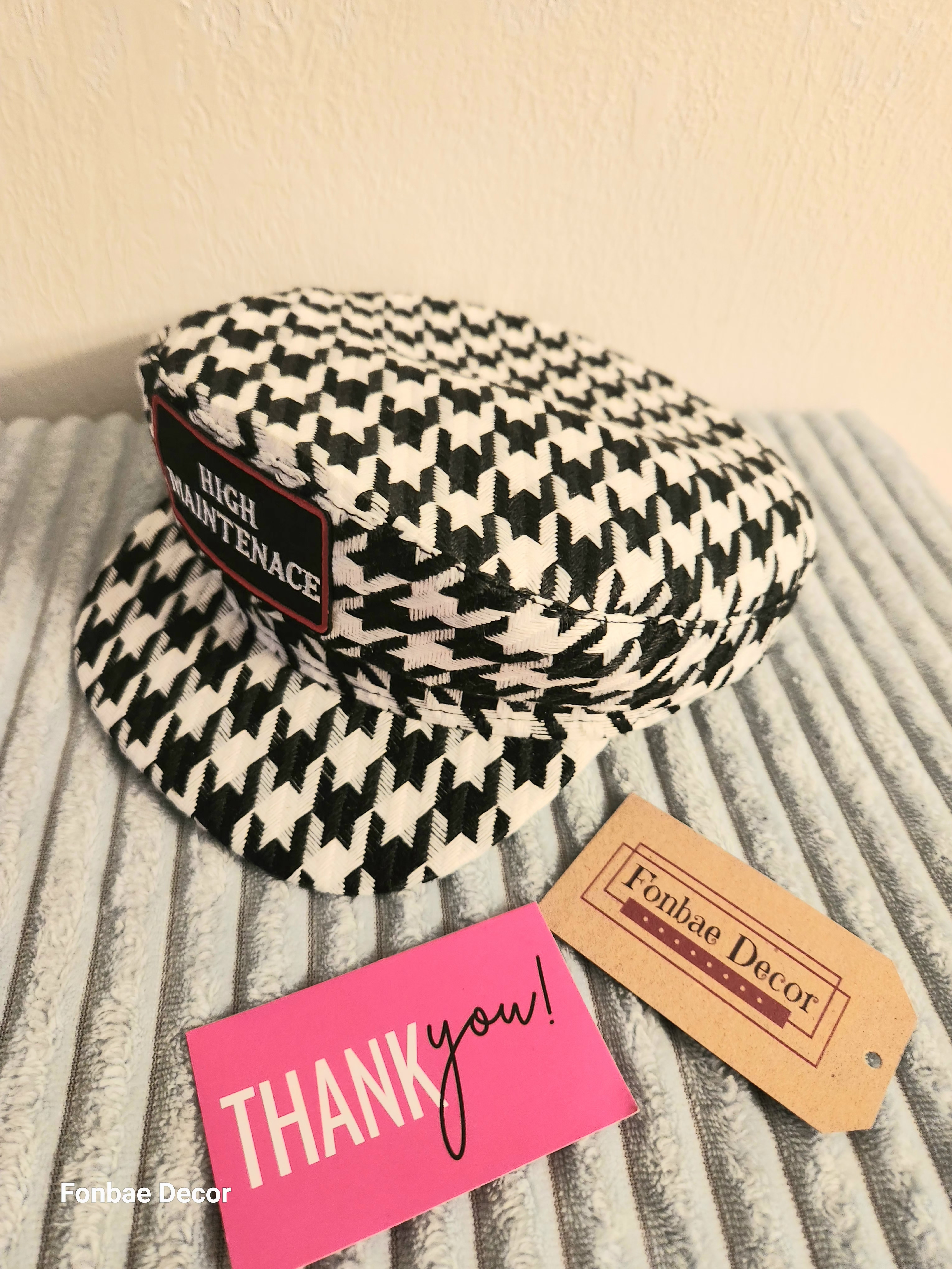 High Maintenance Houndstooth Baker Boy Cap