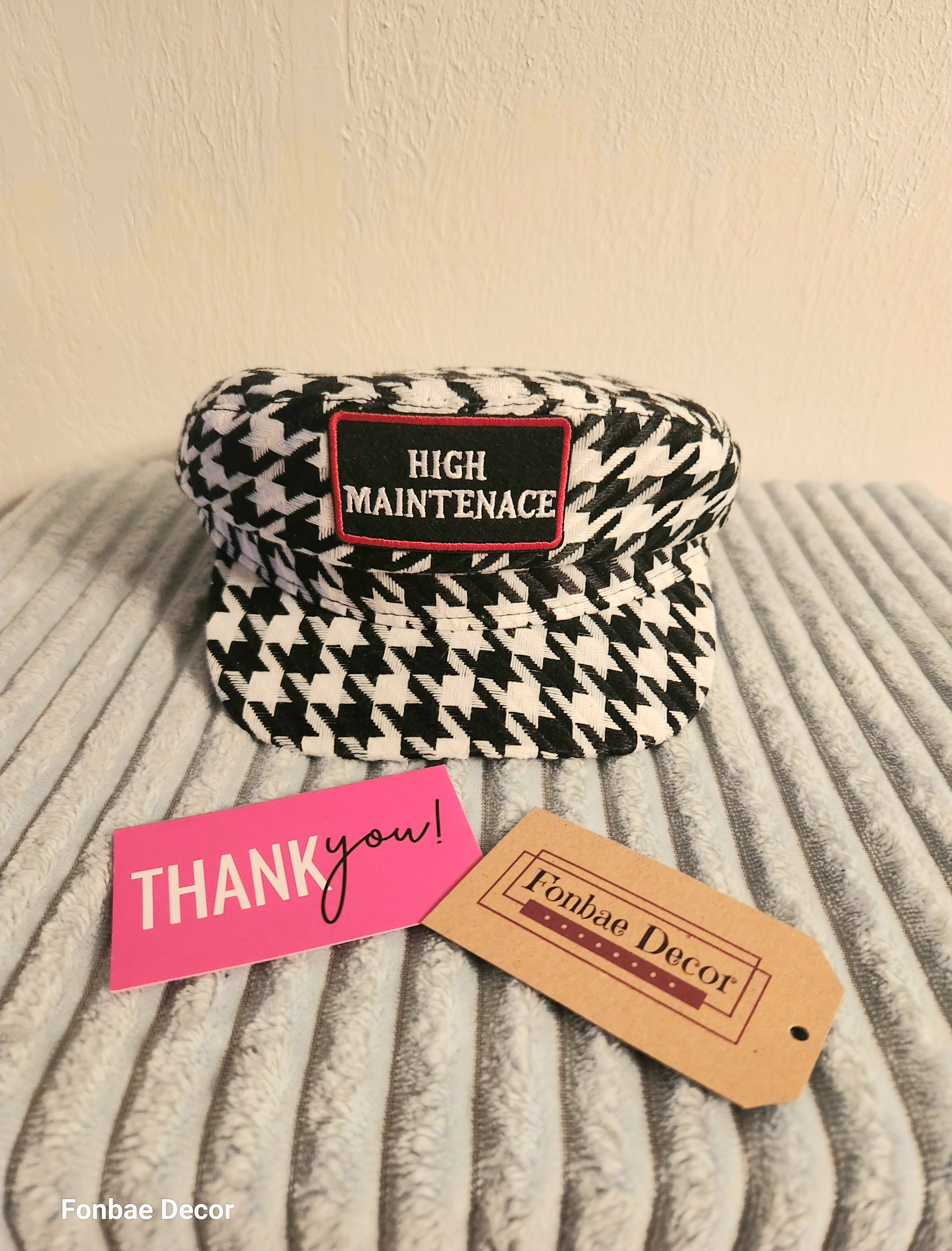 High Maintenance Houndstooth Baker Boy Cap