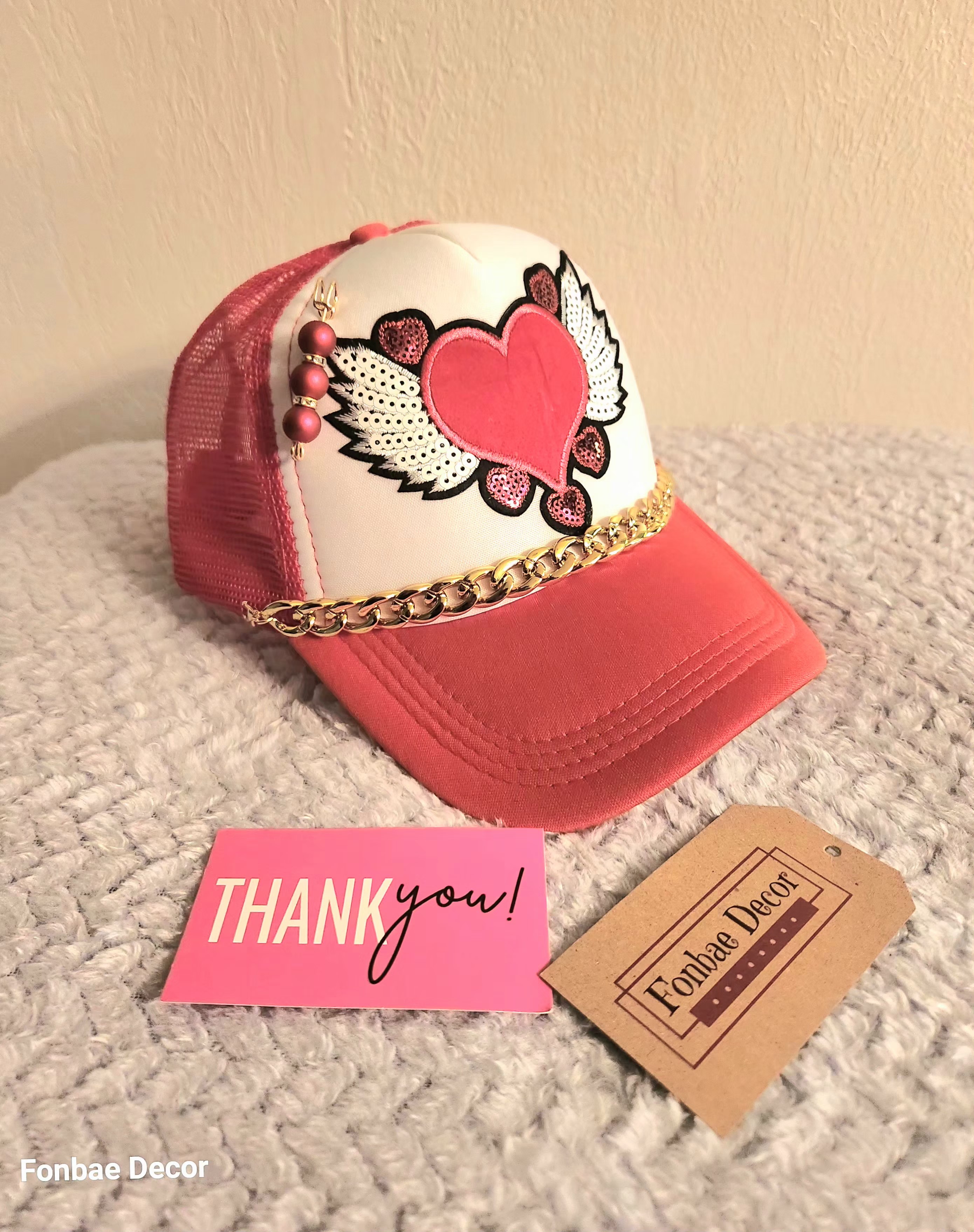 Heart and Wings Decorated Trucker Cap