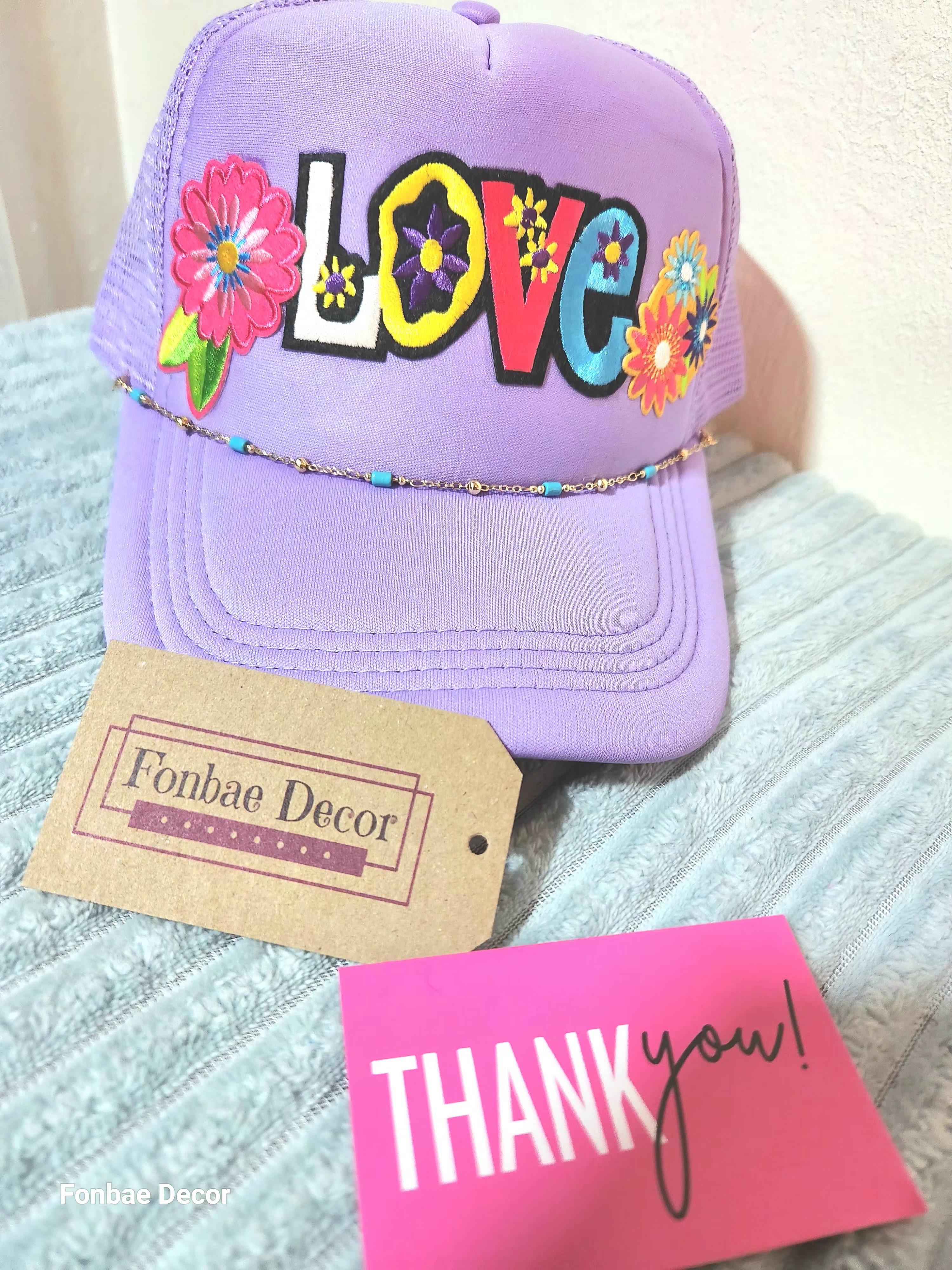 Embroidered Floral Love Trucker Cap