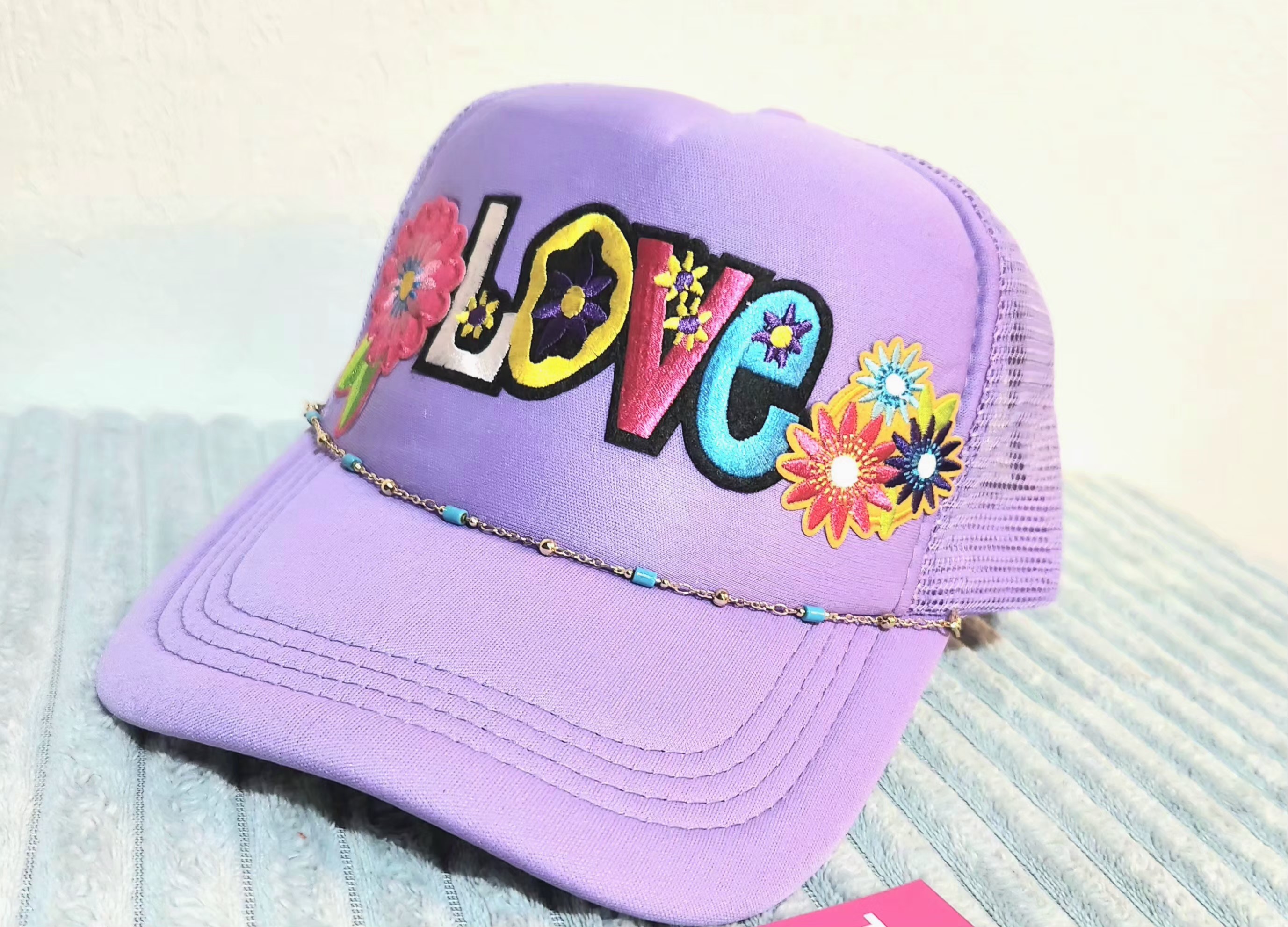 Embroidered Floral Love Trucker Cap
