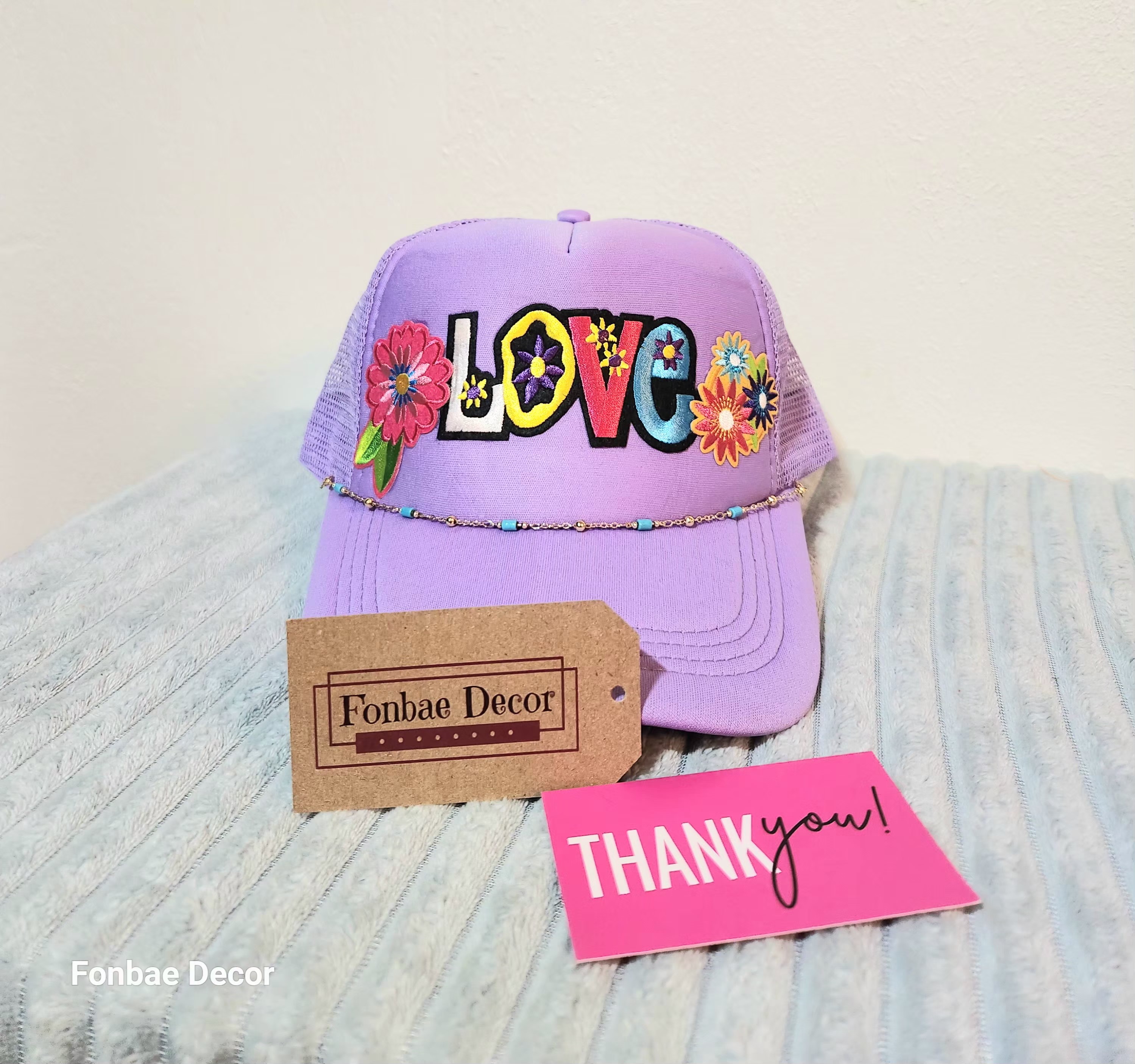 Embroidered Floral Love Trucker Cap