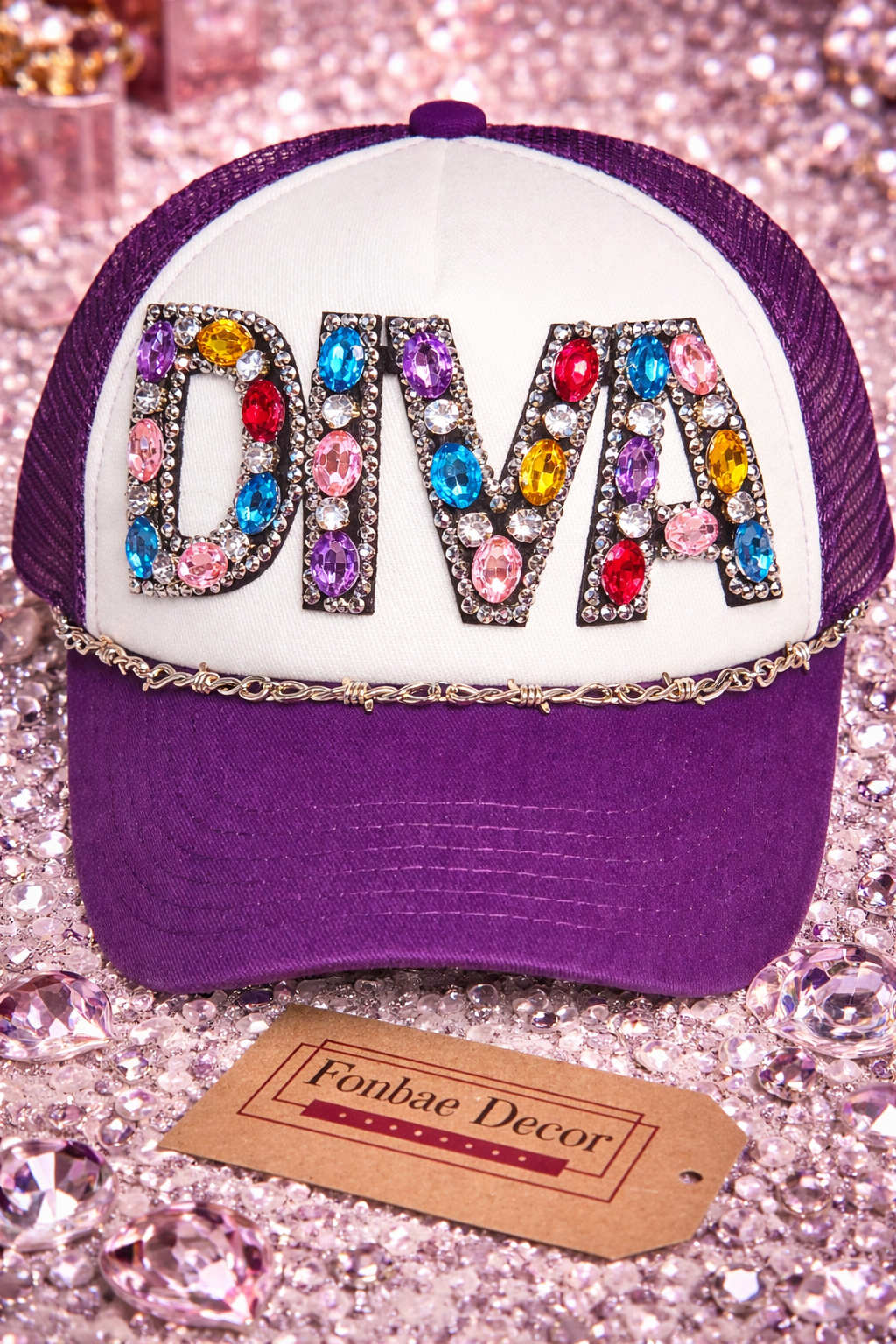 Rhinestone DIVA Purple Trucker Cap