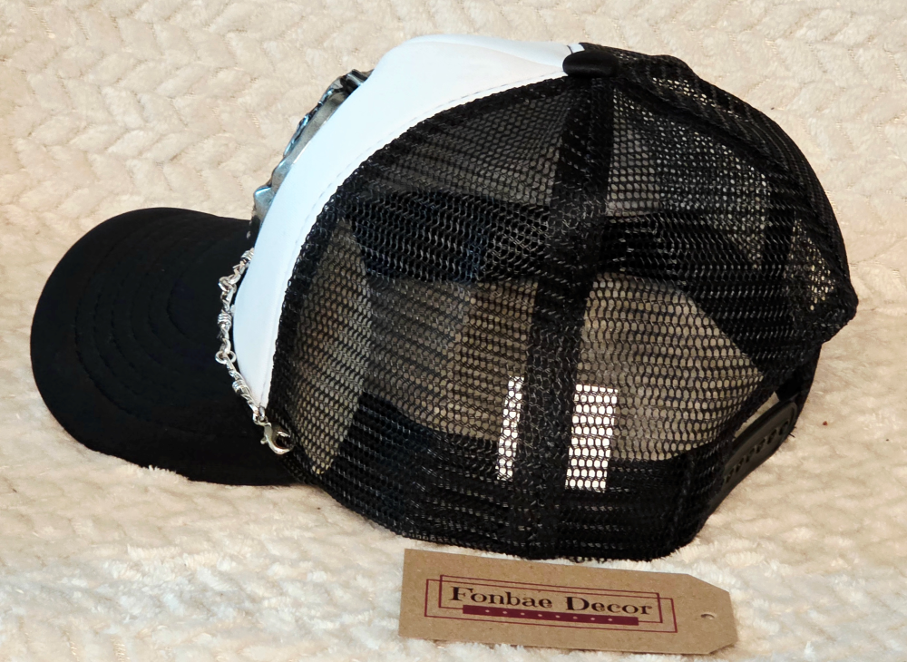 Black Trucker Cap with Ranch Horse Metal Artwork