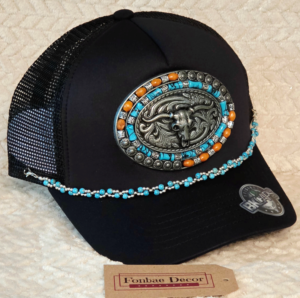 Colorful Bull Black Trucker Cap