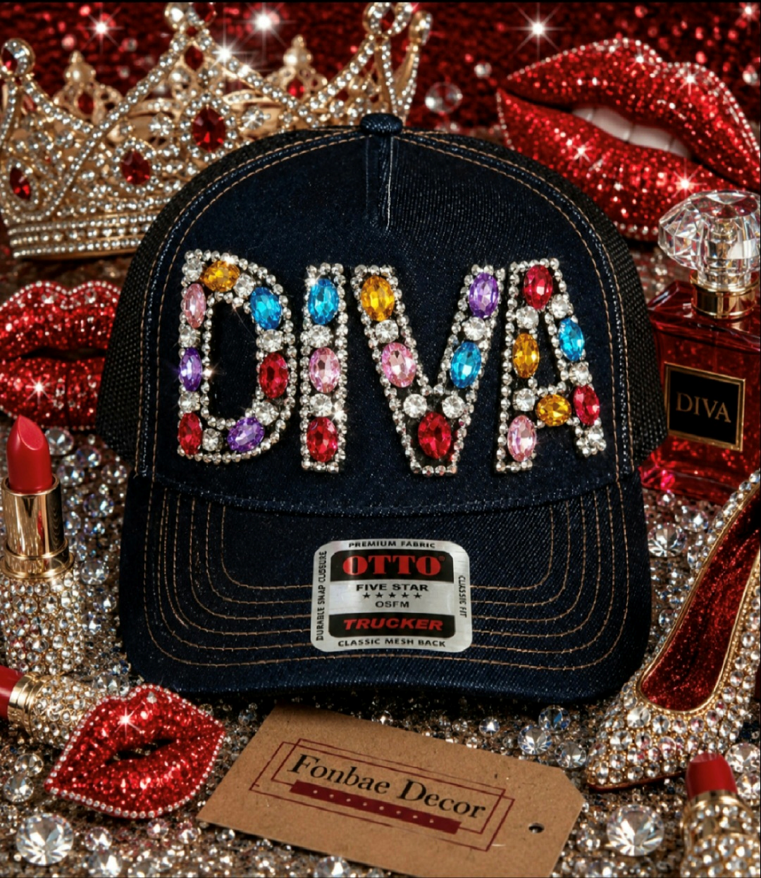 Colorful DIVA Denim Trucker Cap