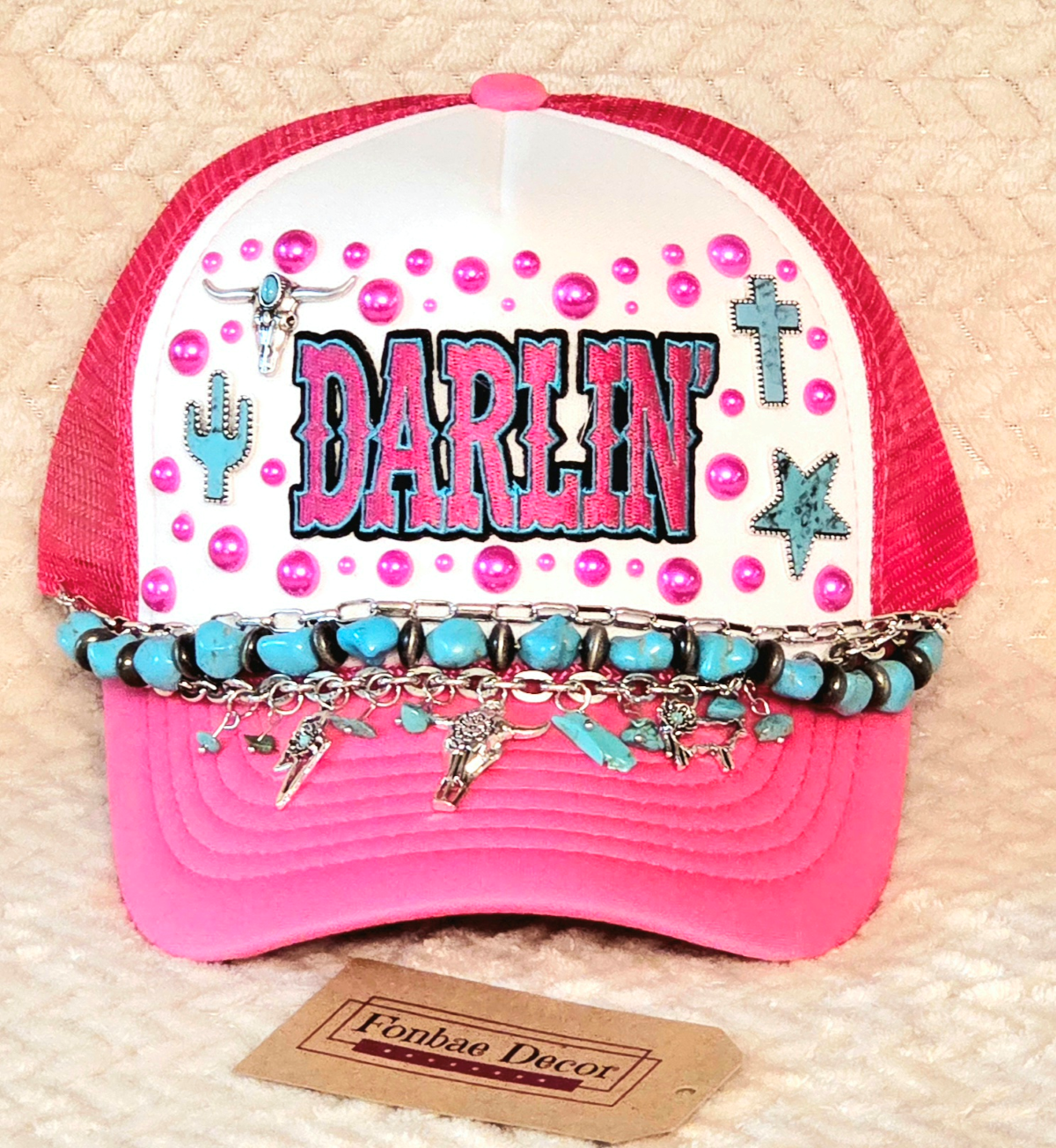 Western Pink Style Trucker Cap with Darlin Patch