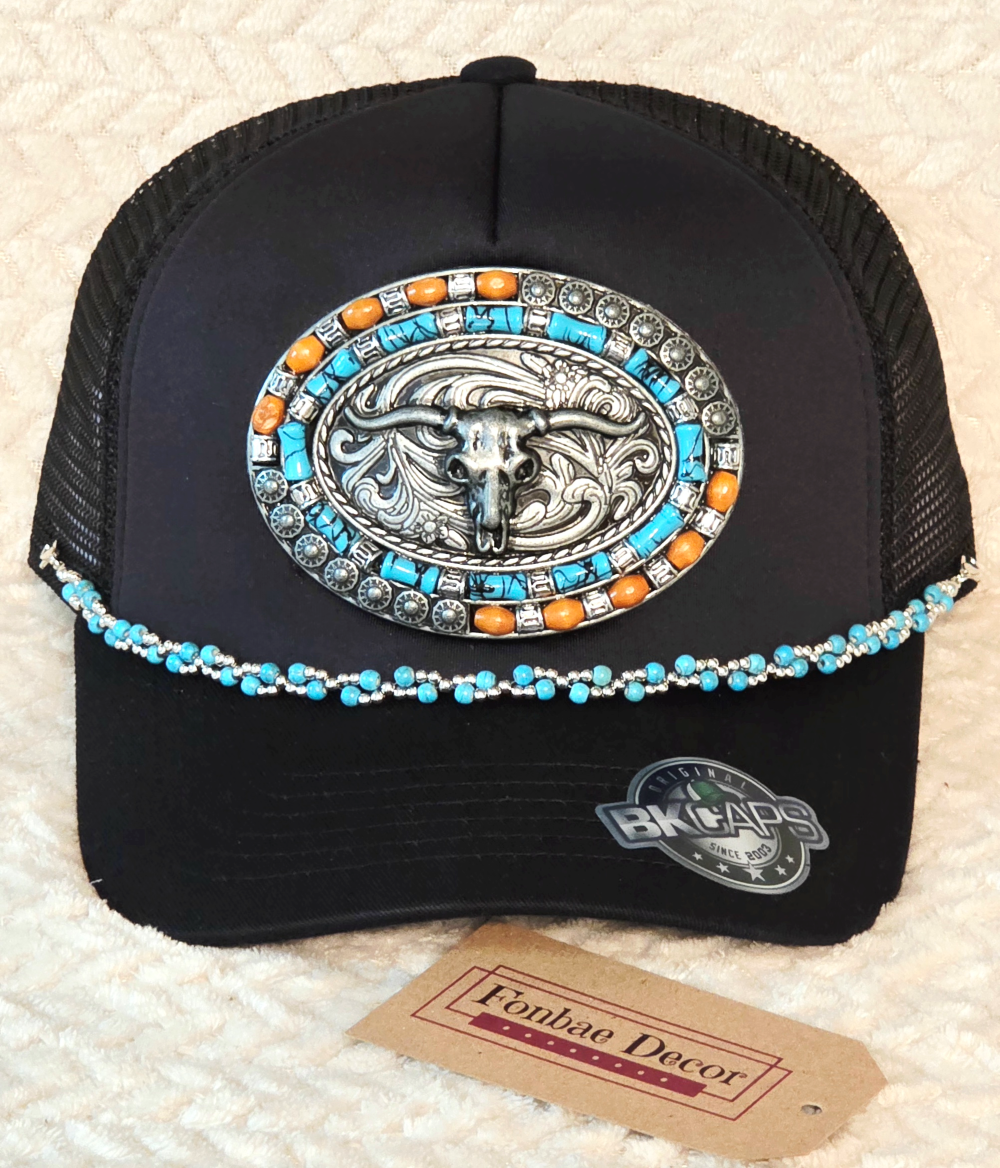 Colorful Bull Black Trucker Cap
