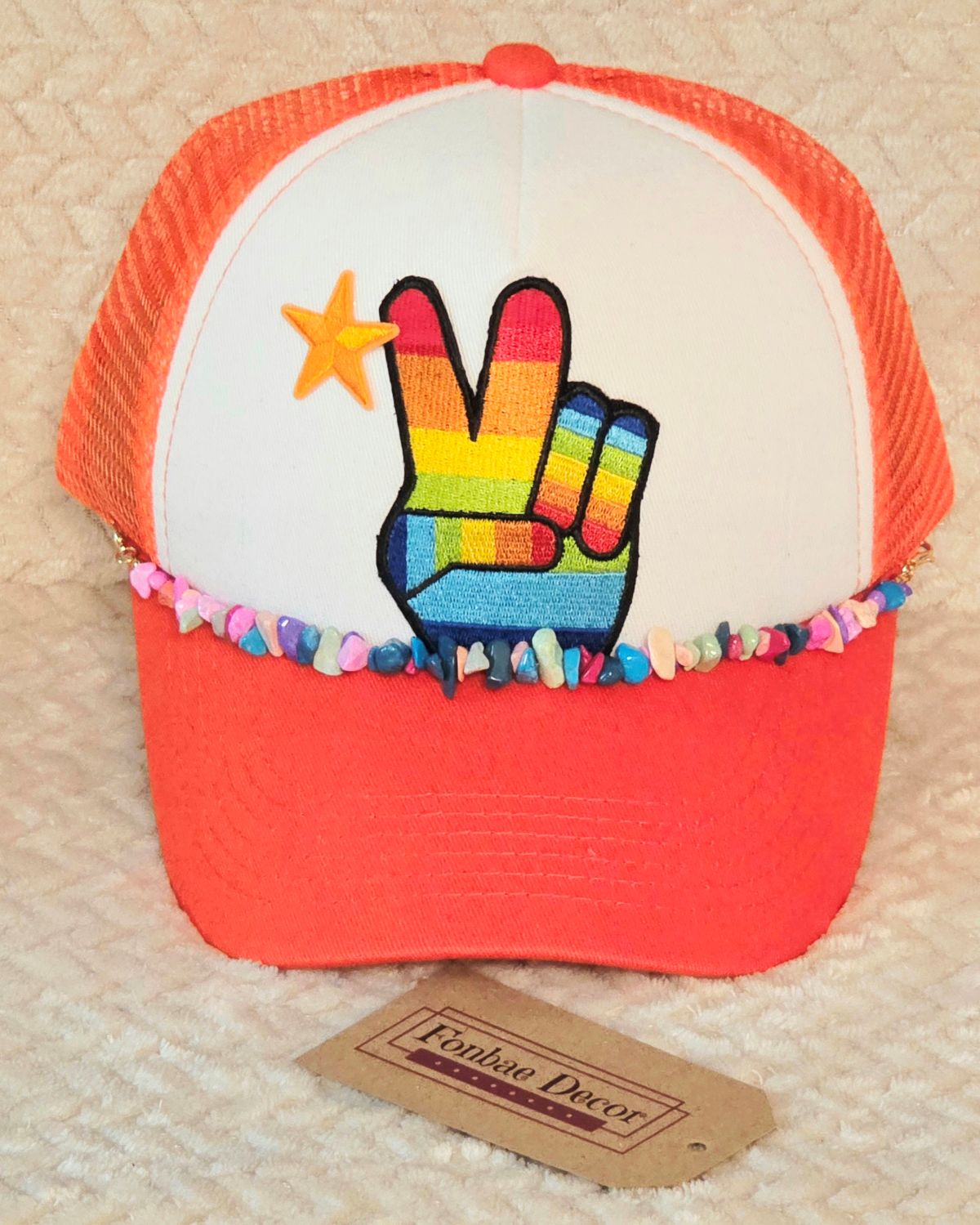 Rainbow Peace Sign Trucker Cap 