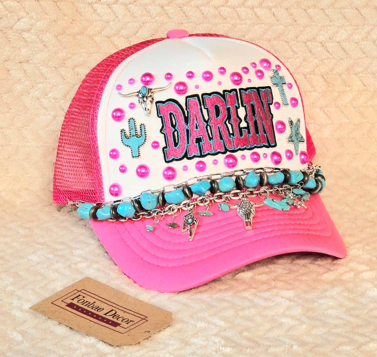 Western Pink Style Trucker Cap with Darlin Patch