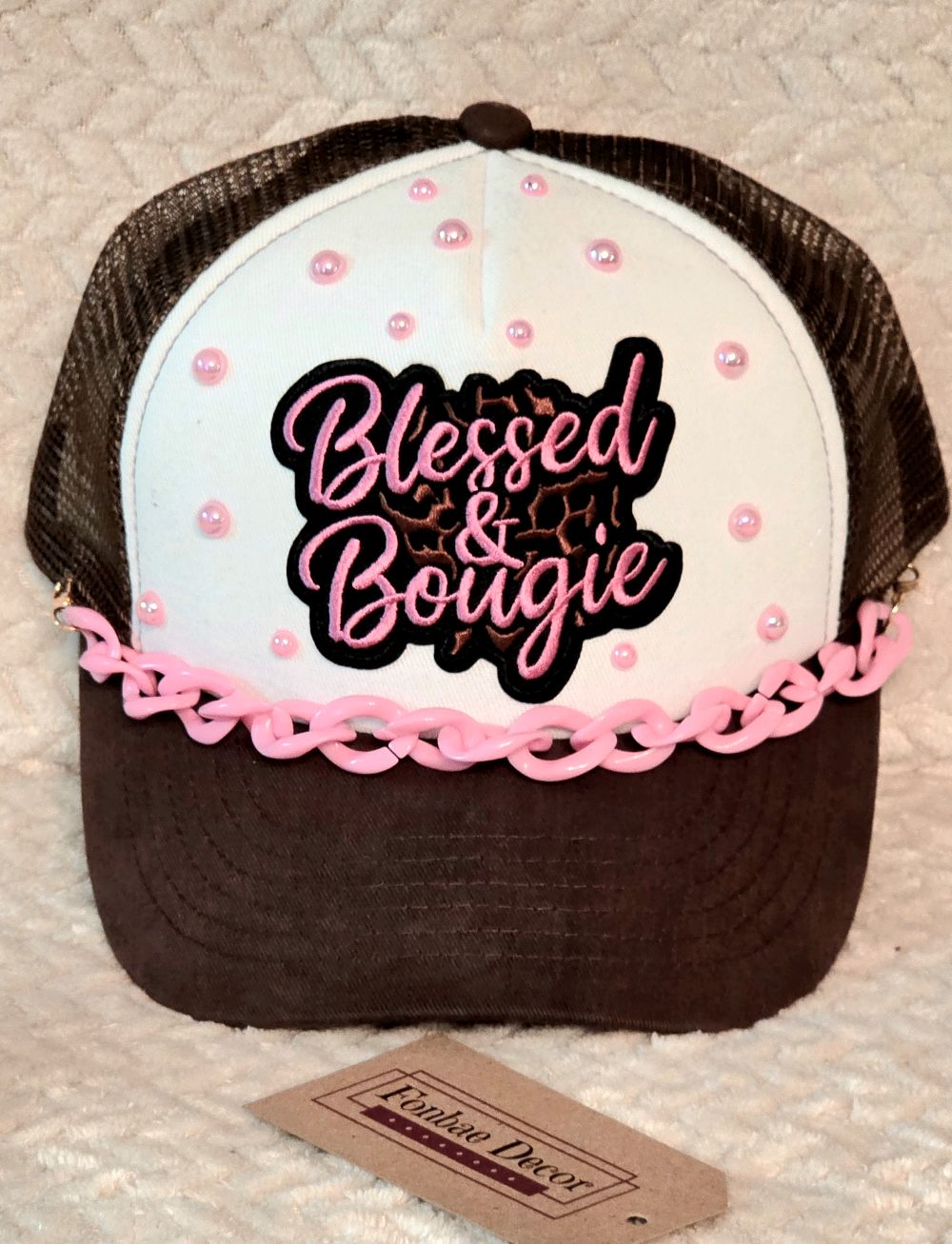 Blessed & Bougie Brown Trucker Cap