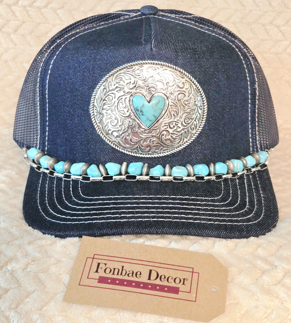 Western Heart Denim Trucker Cap 