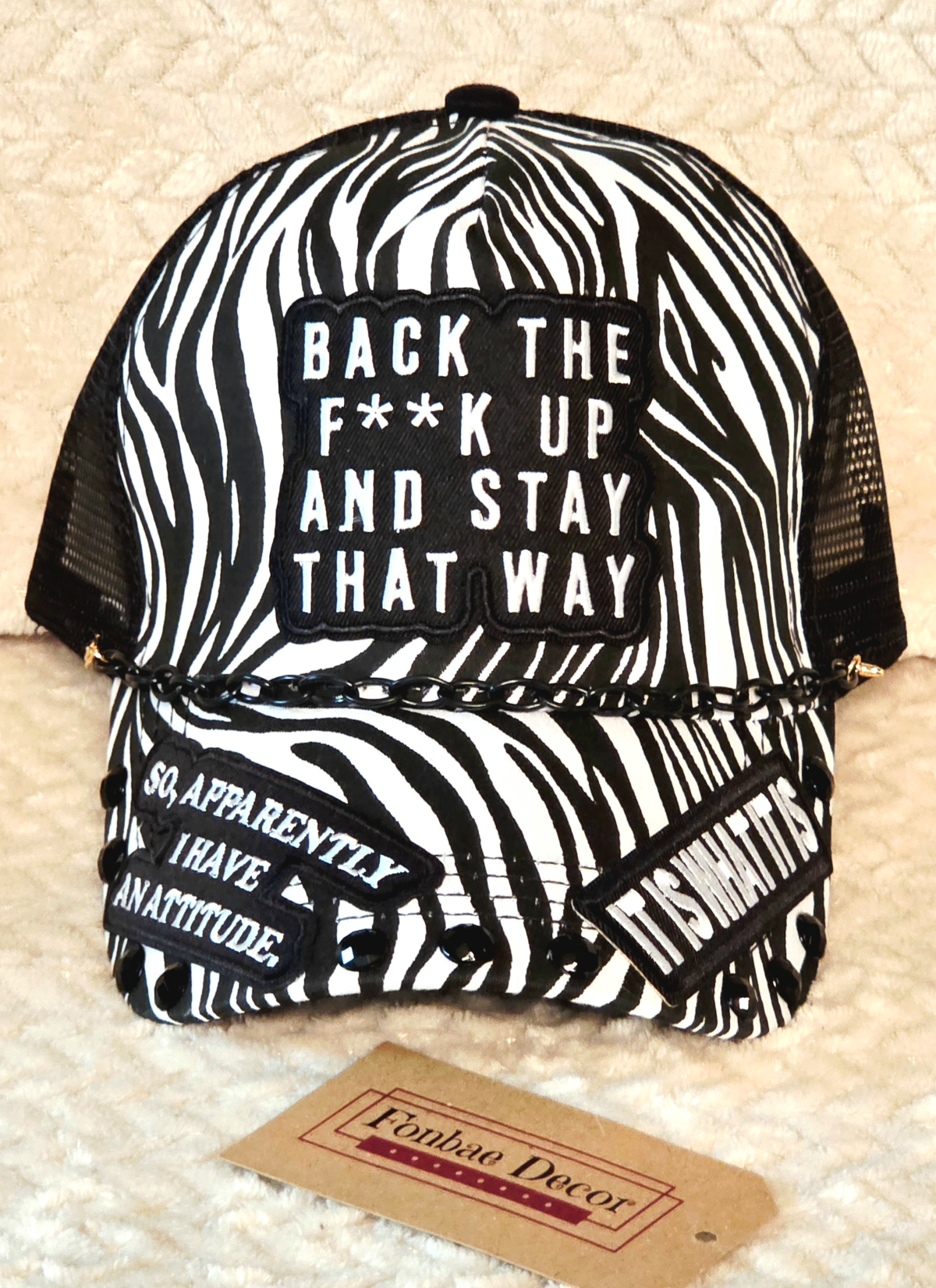 Zebra Trucker Cap with Explicit Patch